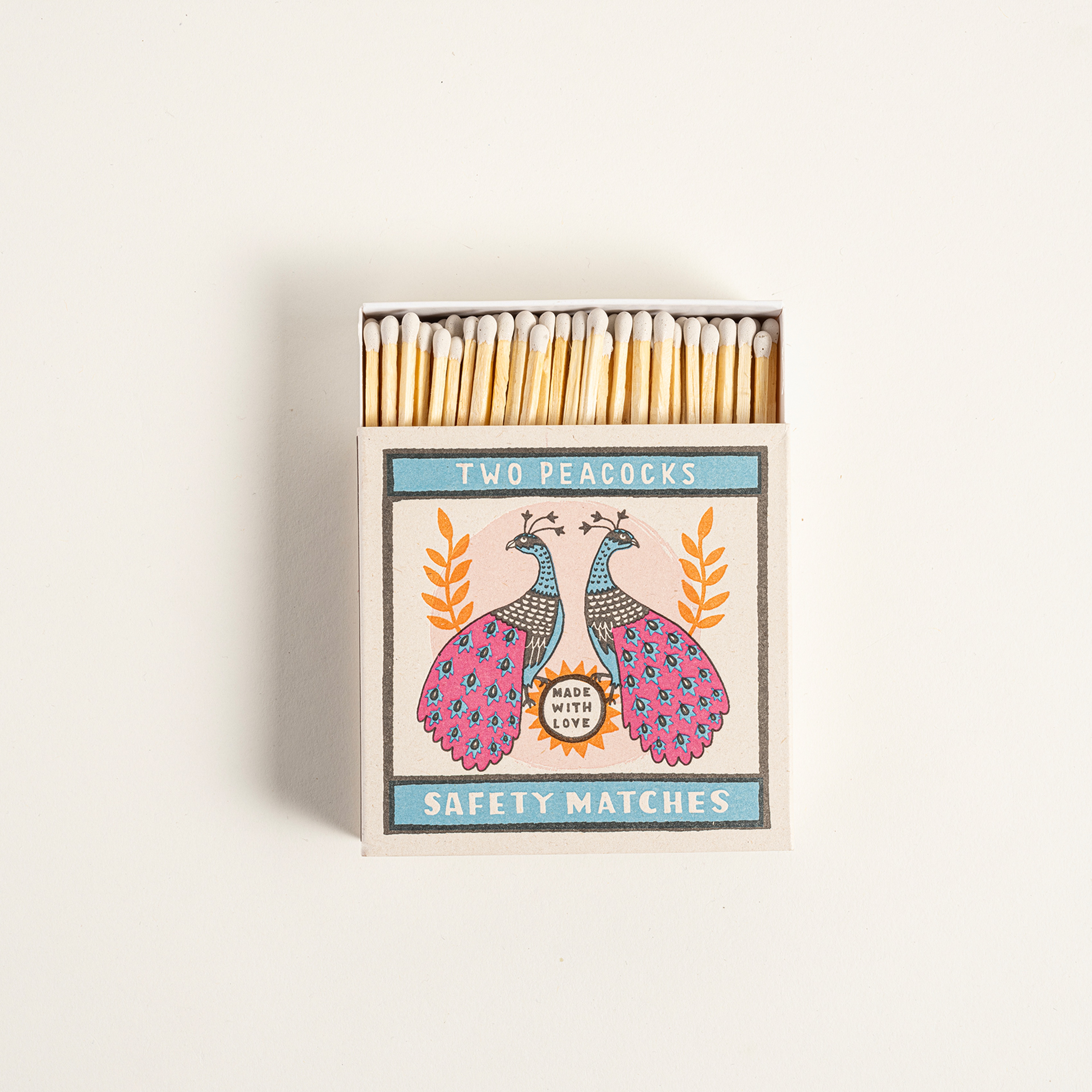 Two Peacocks Ahşap Kibrit Hediyelik Eşya 11x11x3 Cm Renkli
