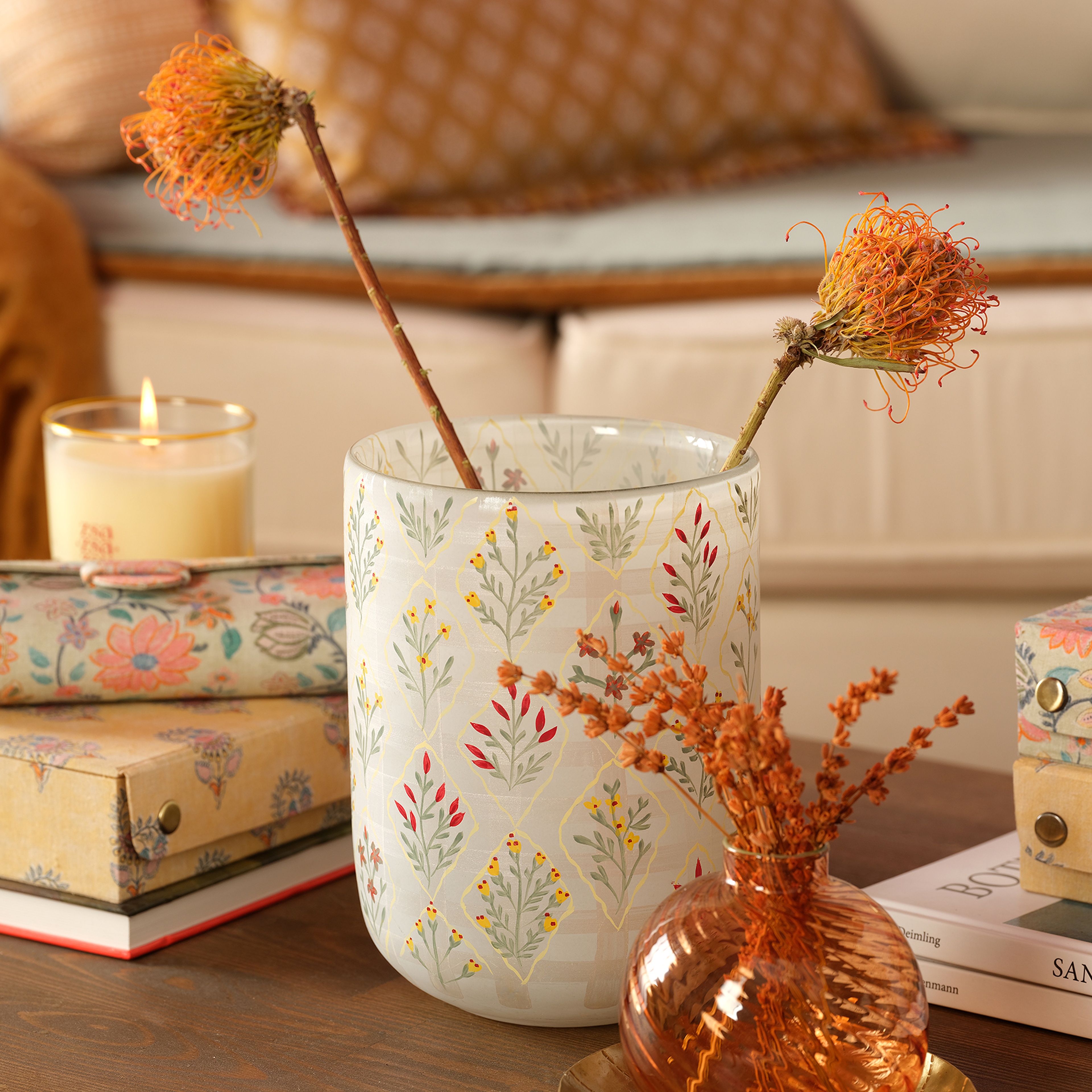 Aravalı Cam Dekoratif Kase 13.75x13.75x17.75 Cm Renkli