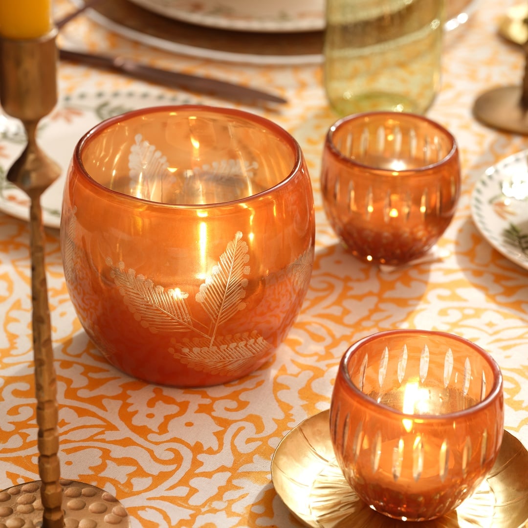 Aravalı Cam Dekoratif Kase 13x13x11.75 Cm Turuncu