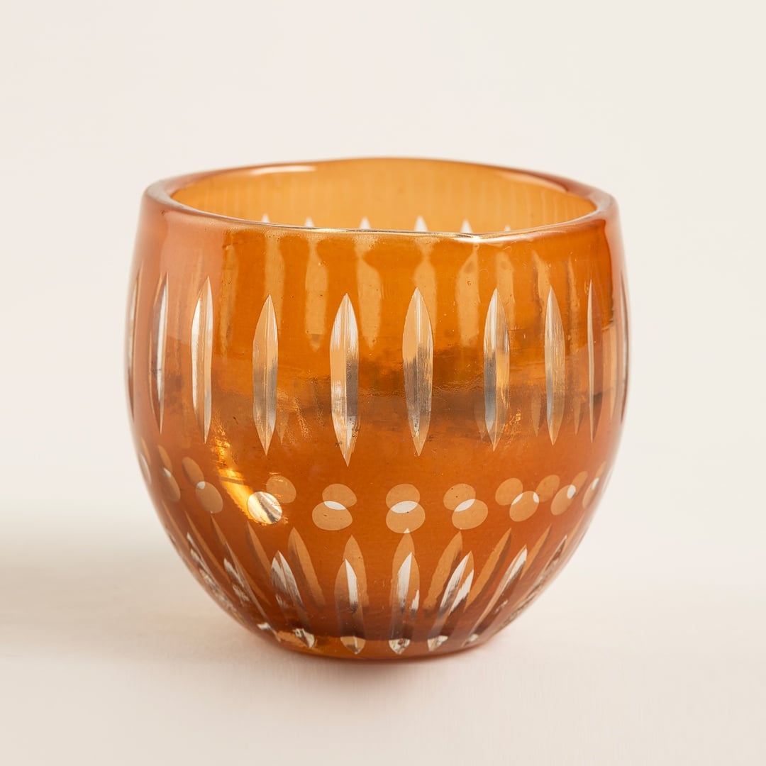 Aravalı Cam Dekoratif Kase 8x8x7.5 Cm Turuncu