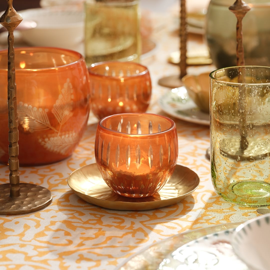 Aravalı Cam Dekoratif Kase 8x8x7.5 Cm Turuncu