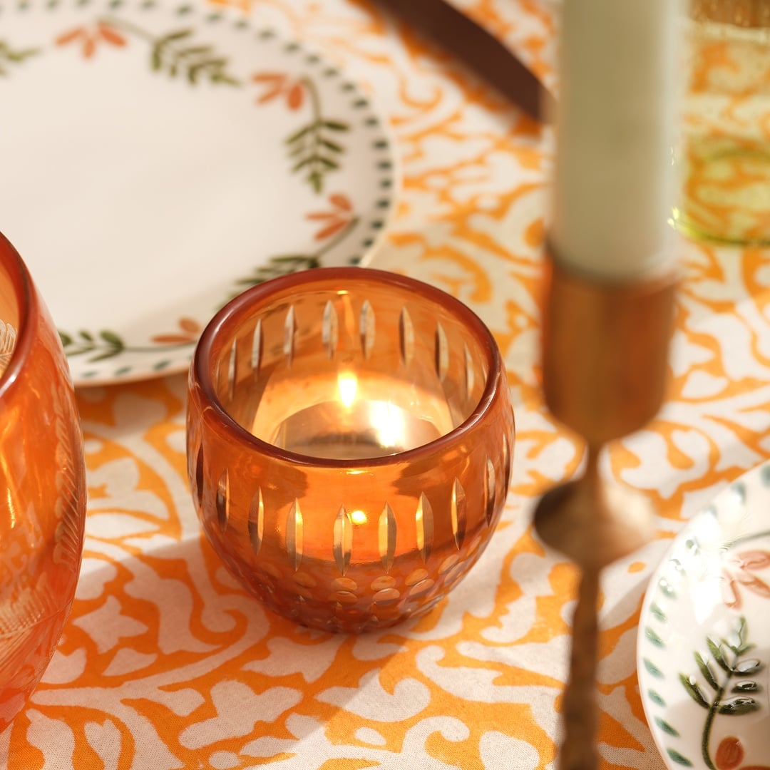 Aravalı Cam Dekoratif Kase 8x8x7.5 Cm Turuncu