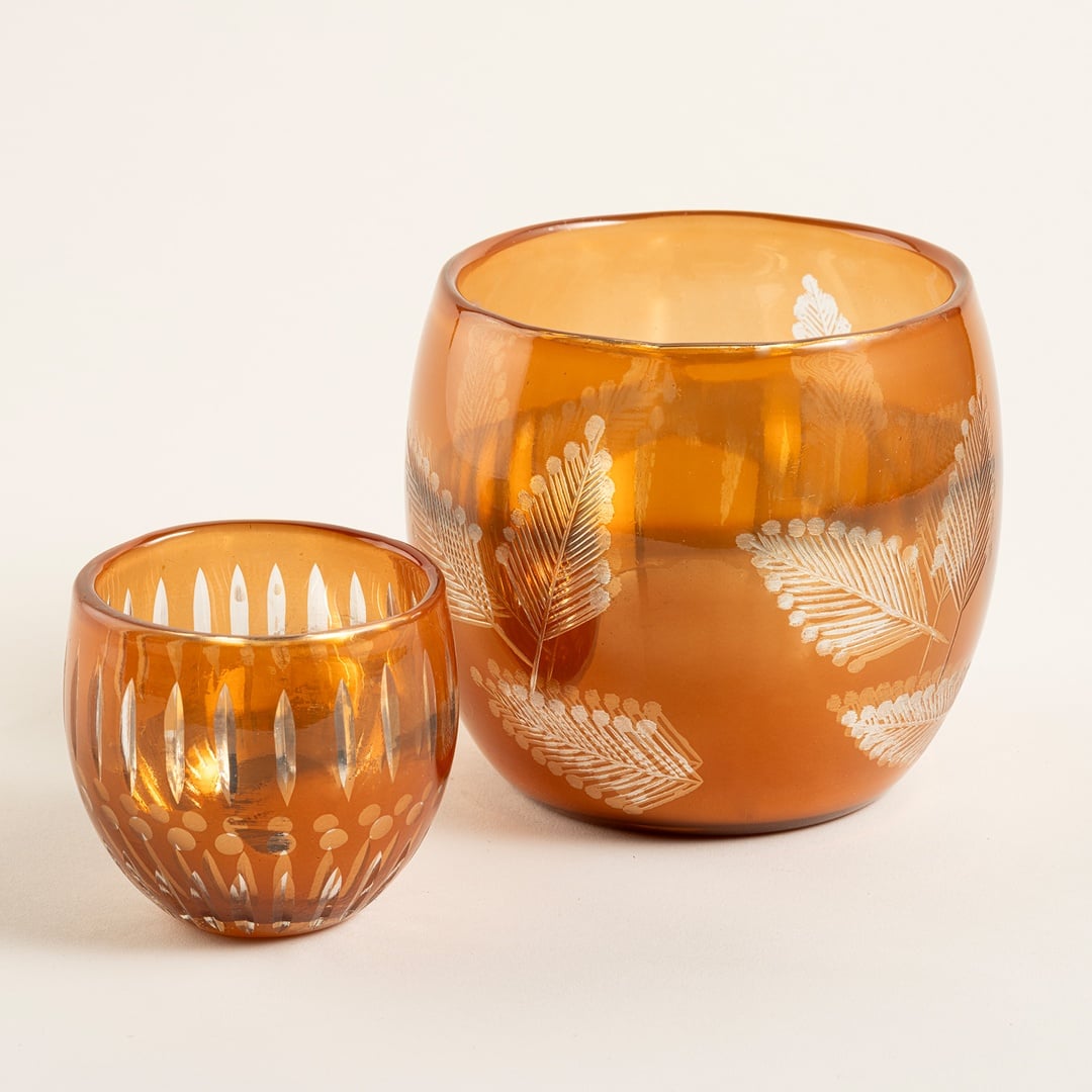 Aravalı Cam Dekoratif Kase 8x8x7.5 Cm Turuncu