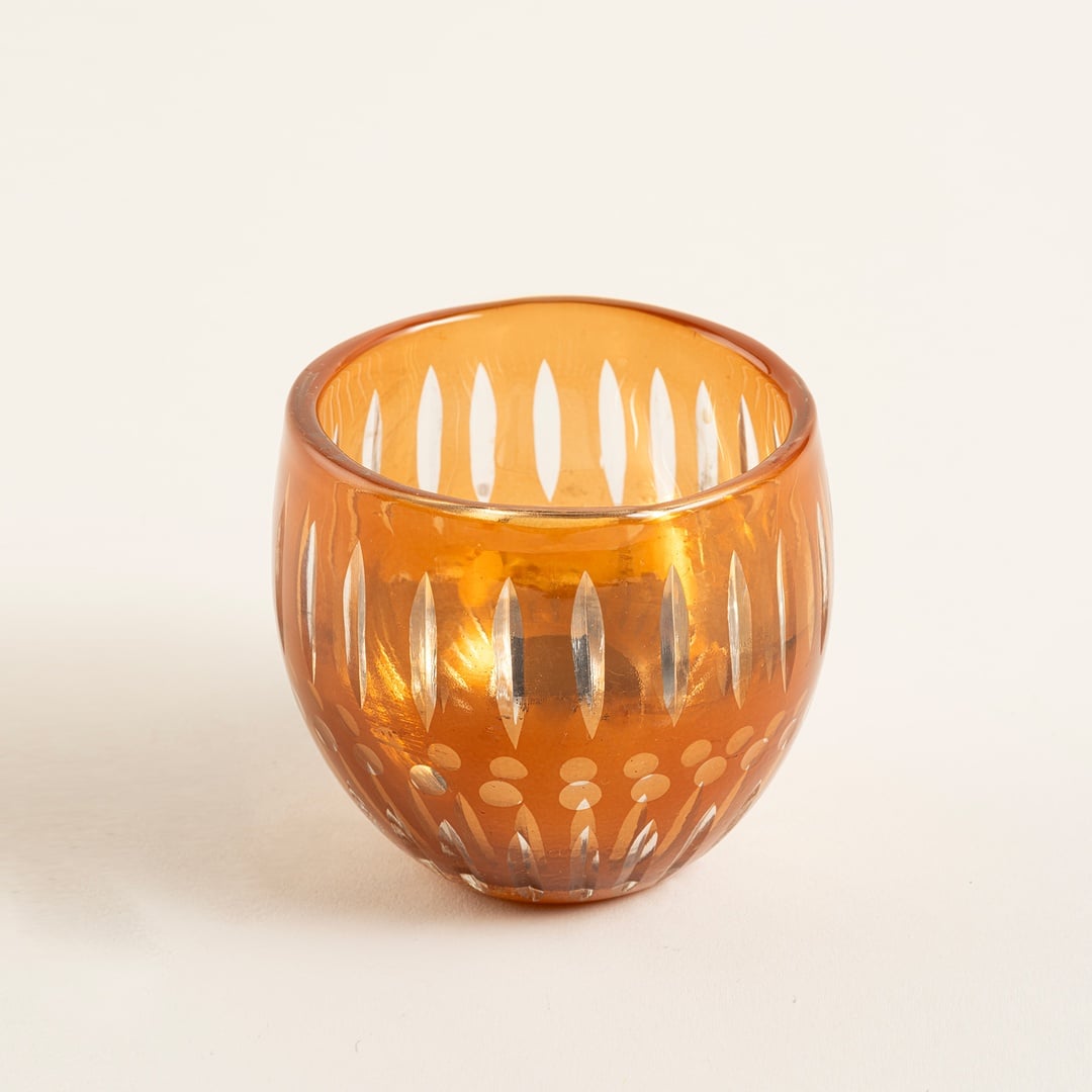 Aravalı Cam Dekoratif Kase 8x8x7.5 Cm Turuncu