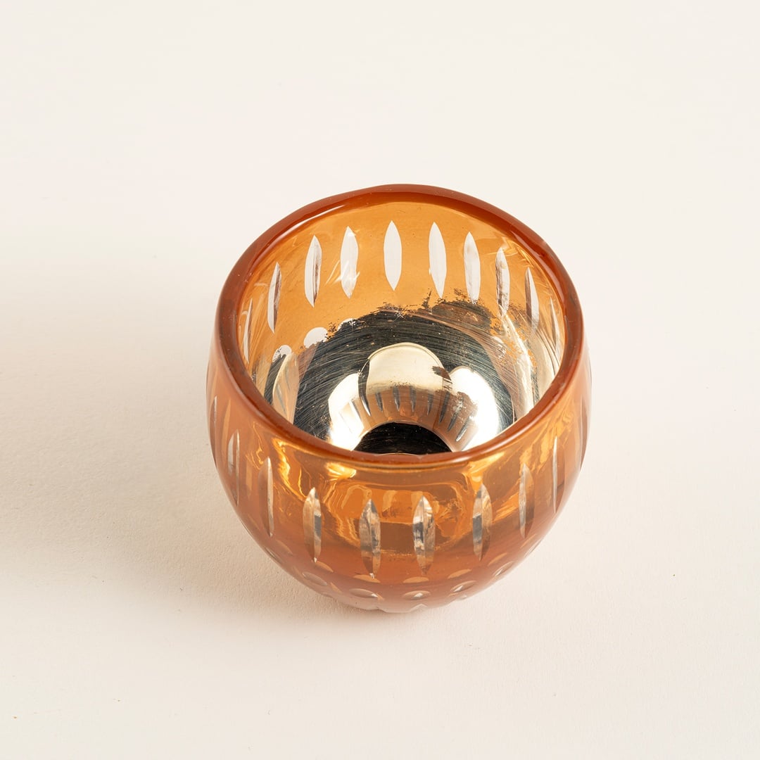 Aravalı Cam Dekoratif Kase 8x8x7.5 Cm Turuncu