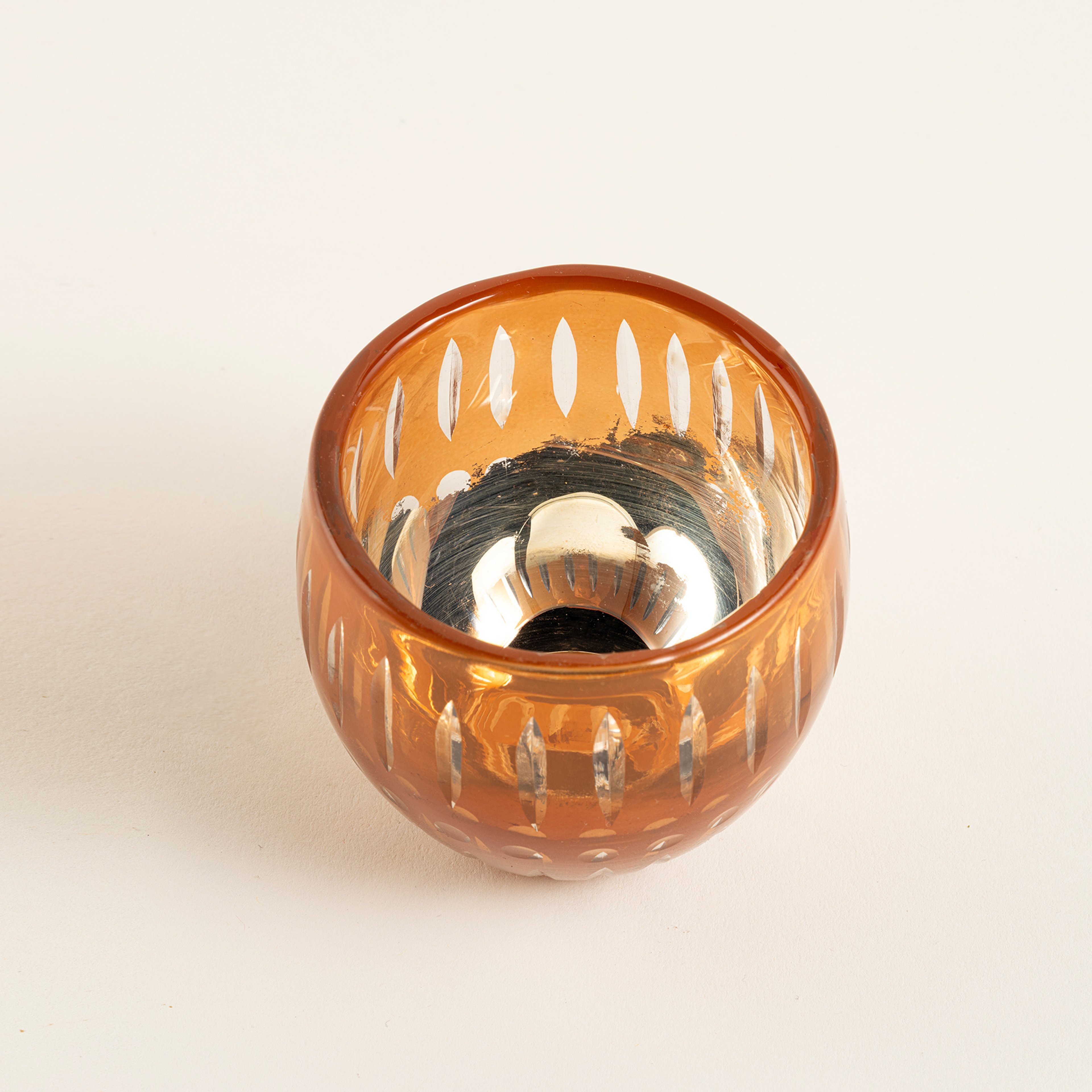 Aravalı Cam Dekoratif Kase 8x8x7.5 Cm Turuncu