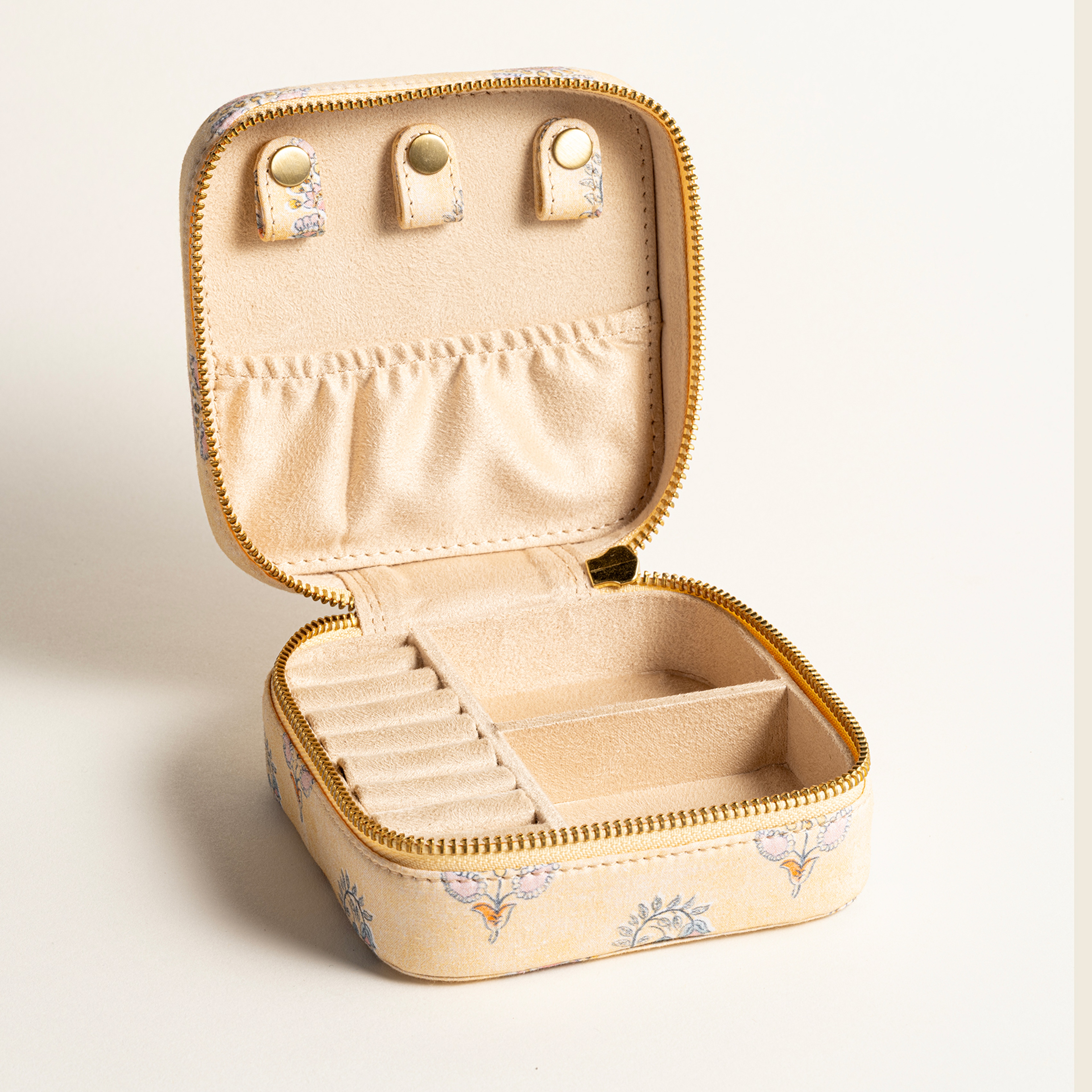 Noıda Baskılı Pamuk Dekoratif Kutu 12.10x12.10 Cm Açık Sarı