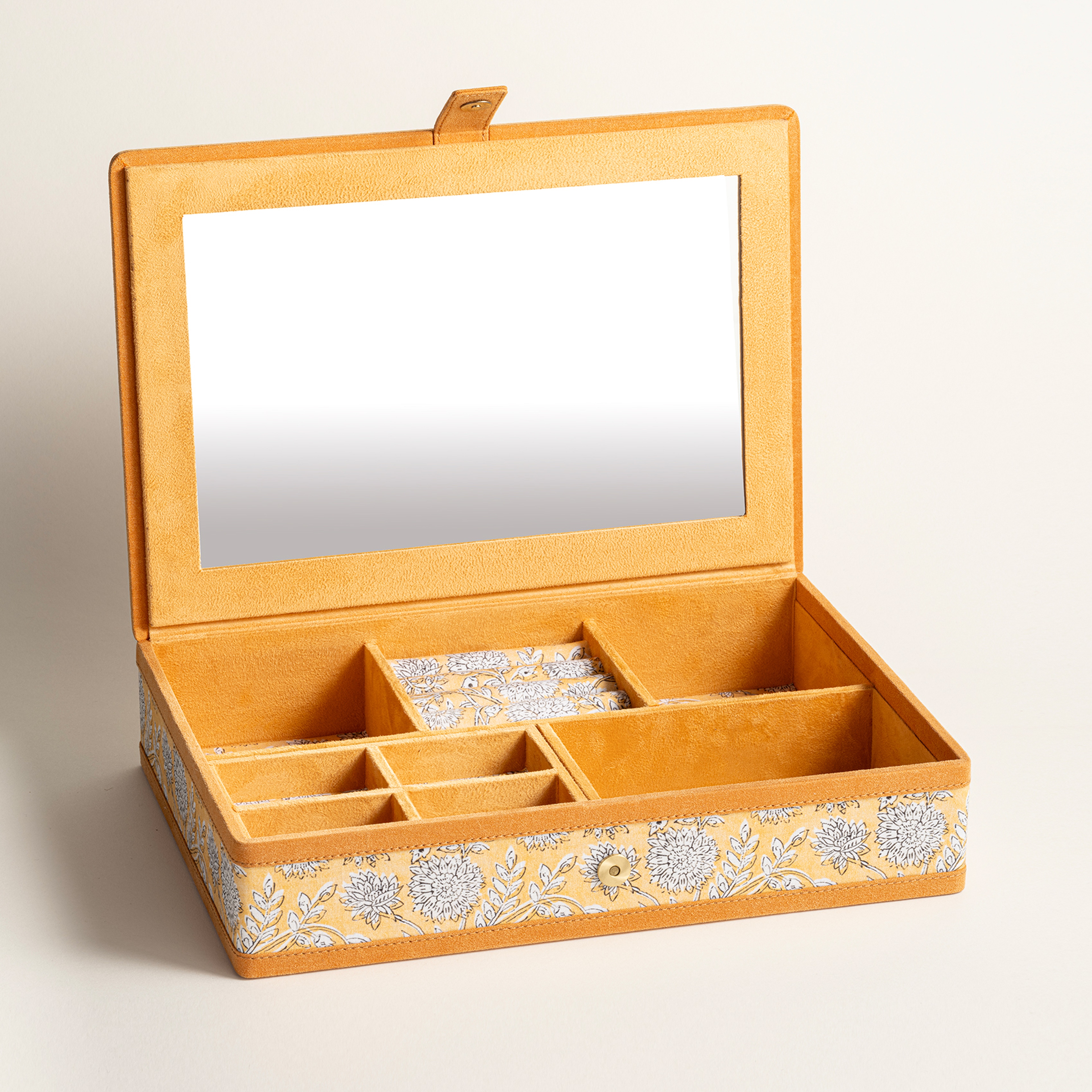 Noıda Baskılı Pamuk Dekoratif Kutu 32.80x21.60 Cm Sarı