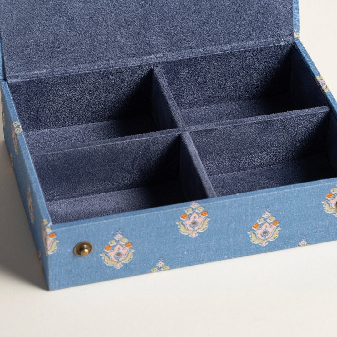 Noıda Pamuk Dekoratif Kutu 17.80x12.70x4.80 Cm Mavi