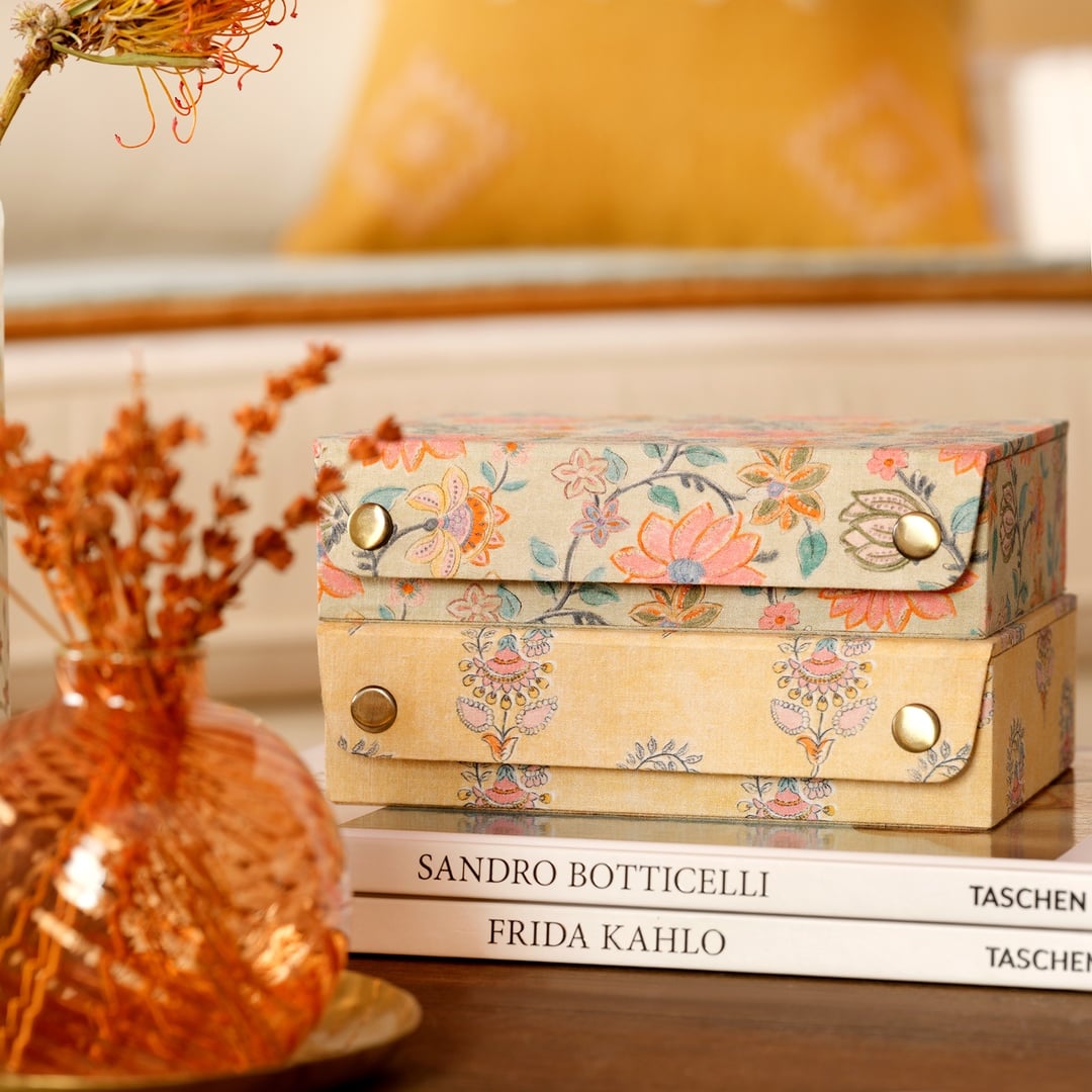 Noıda Pamuk Dekoratif Kutu 17.80x12.70x4.80 Cm Açık Sarı