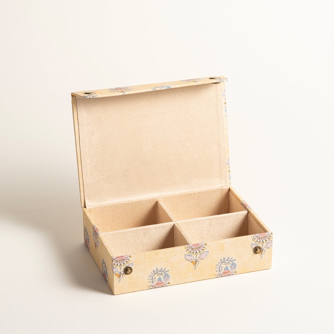 Noıda Pamuk Dekoratif Kutu 17.80x12.70x4.80 Cm Açık Sarı