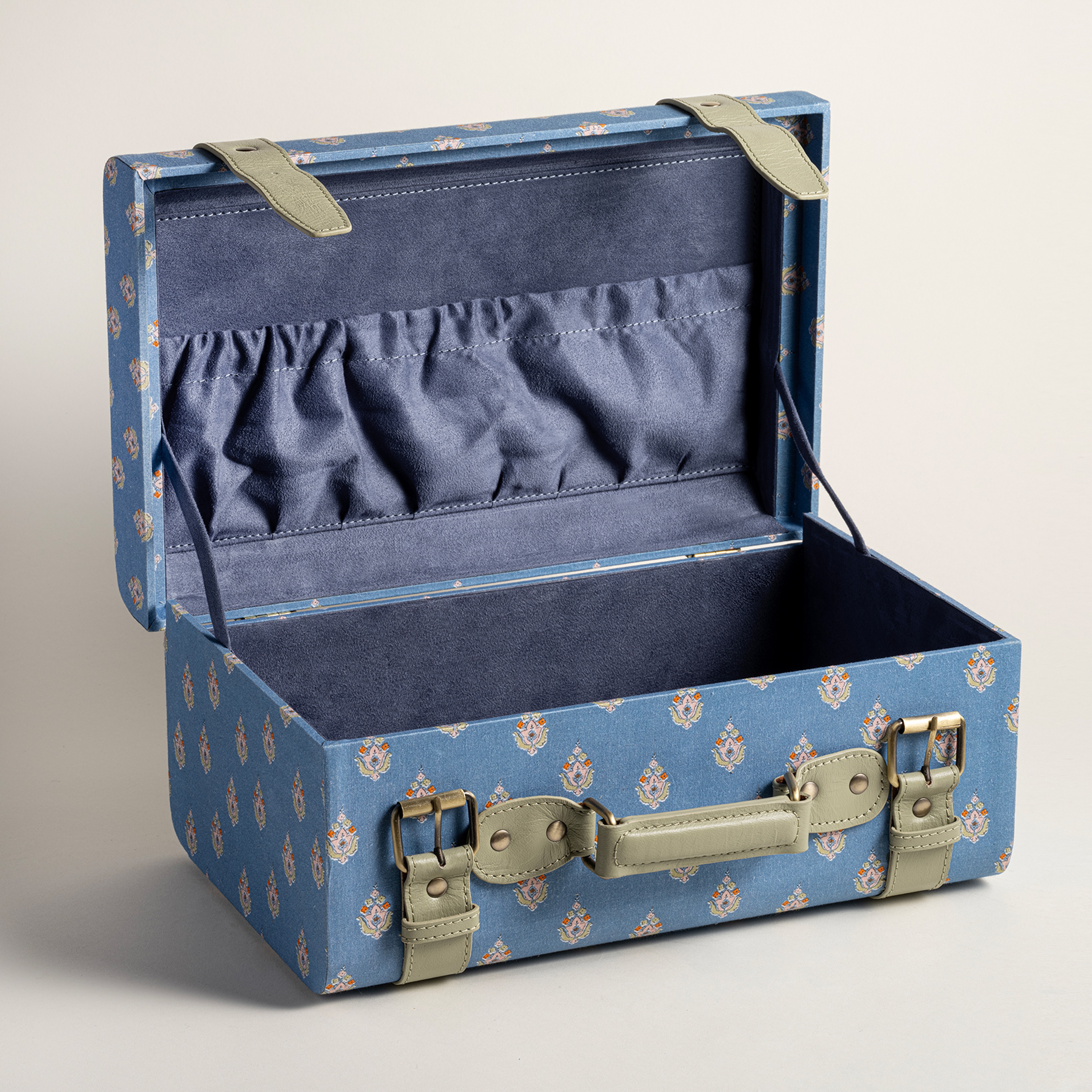 Noıda Pamuk Dekoratif Kutu 37.50x23.50x16.50 Cm Mavi