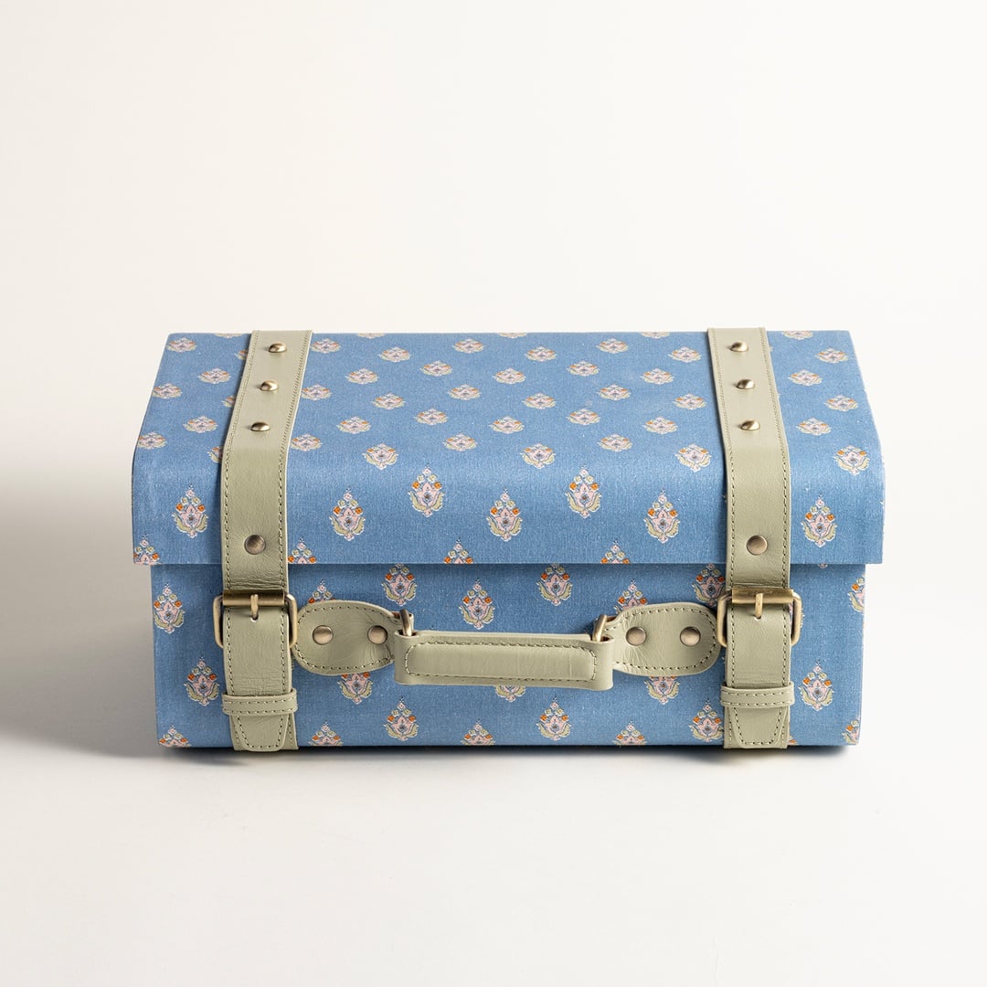 Noıda Pamuk Dekoratif Kutu 37.50x23.50x16.50 Cm Mavi