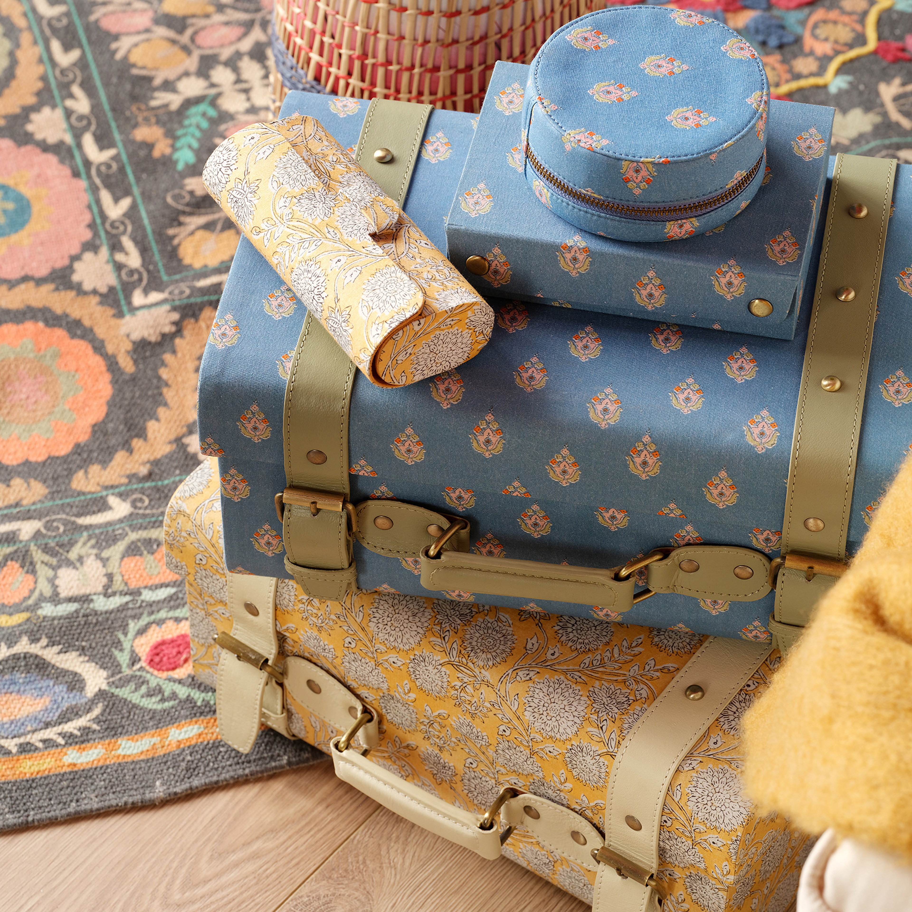 Noıda Pamuk Dekoratif Kutu 37.50x23.50x16.50 Cm Mavi