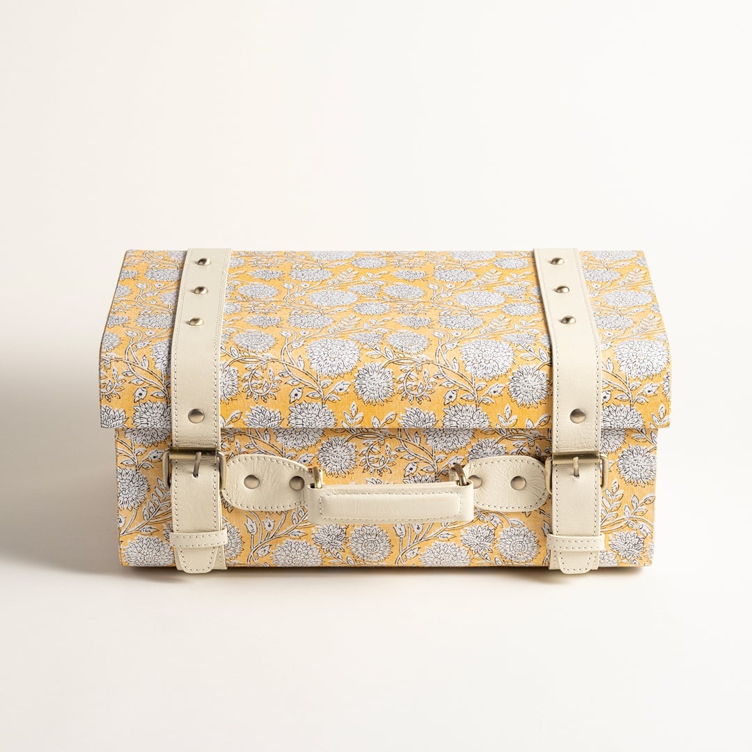 Noıda Pamuk Dekoratif Kutu 37.50x23.50x16.50 Cm Sarı