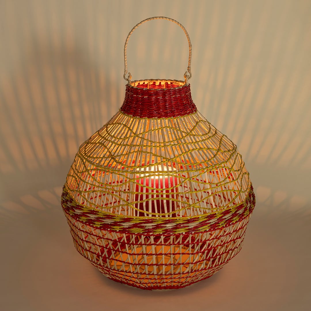 Tam Dao Deniz Çayırı - Cam - Metal Fener 30x30x30 Cm Renkli