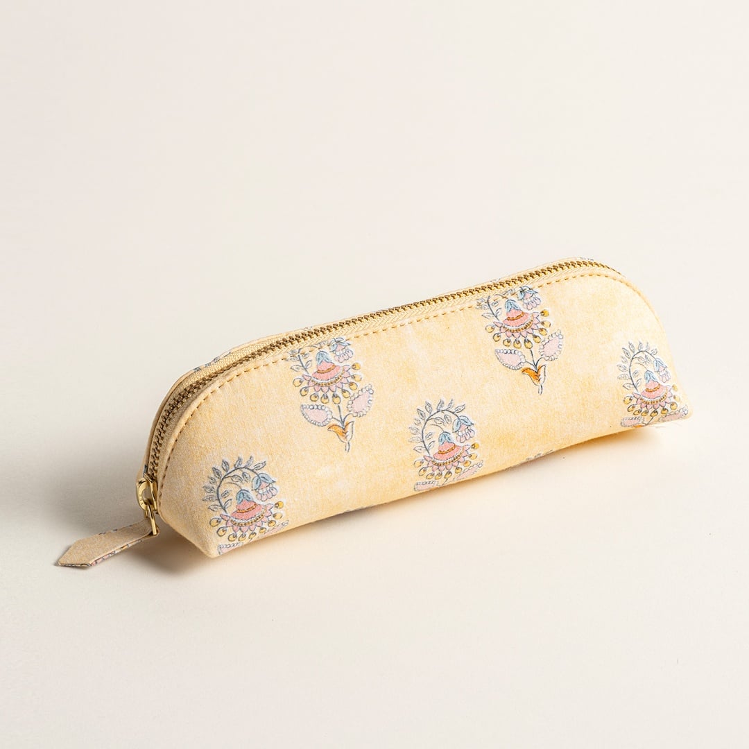 Noıda Baskılı Pamuk Kalemlik 21.00x6.10 Cm Açık Sarı