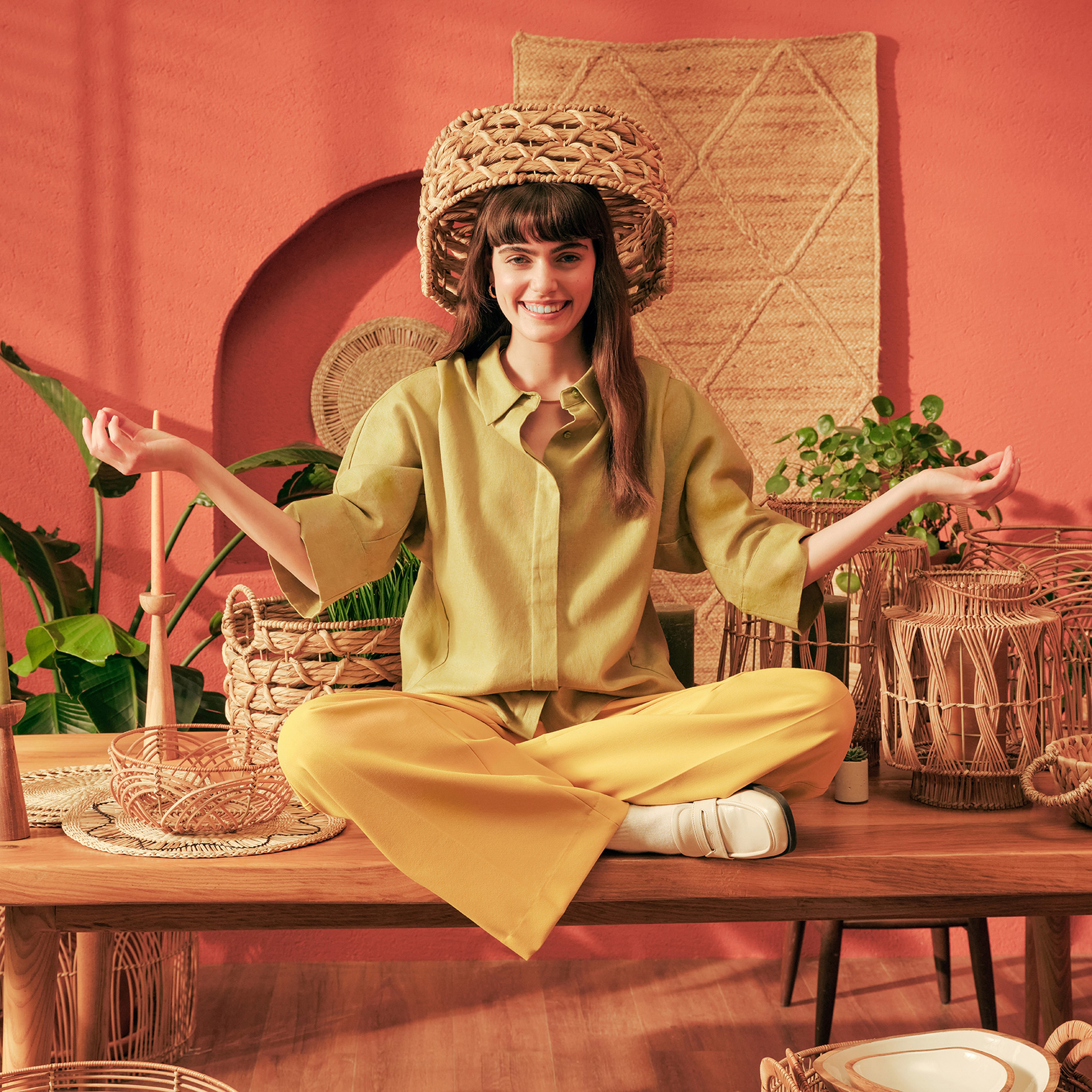 Polı Su Sümbülü Sepet 35x26x26 Cm Natural