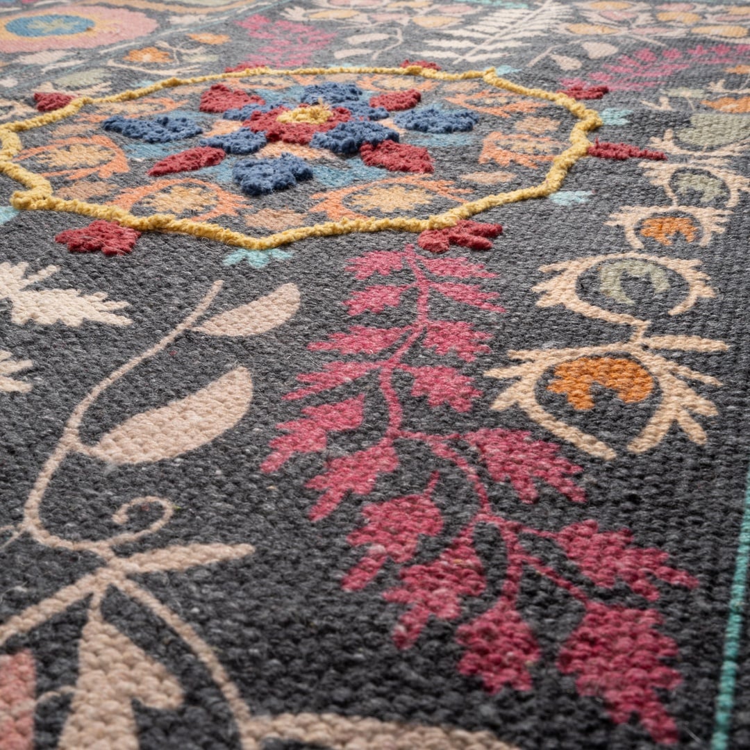 Palrı Pamuk Pamuk %100 Pamuk Kilim 80x150 Cm Siyah