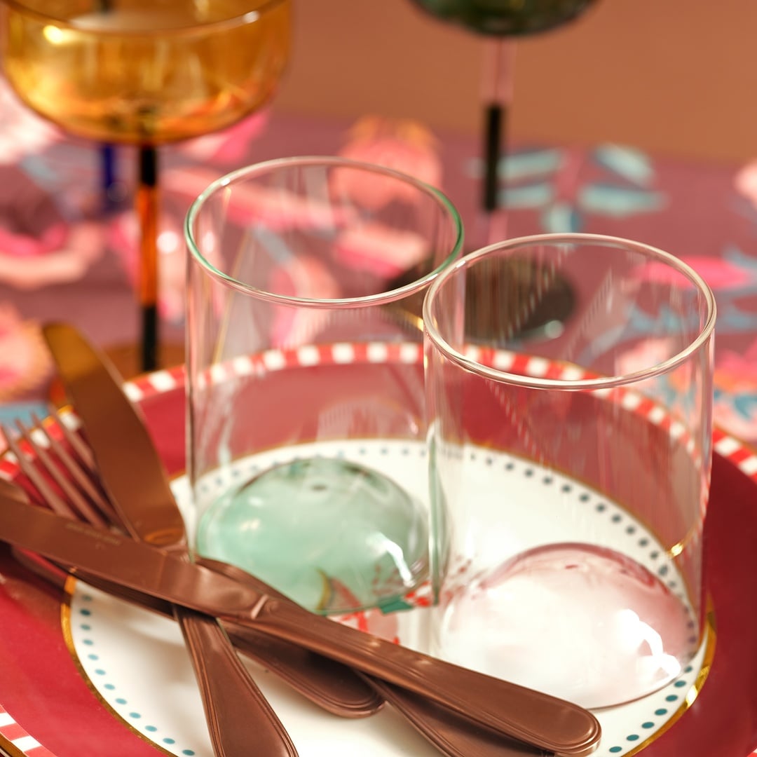 Henan Borosilikat Cam Su Bardağı 370 Ml Pembe