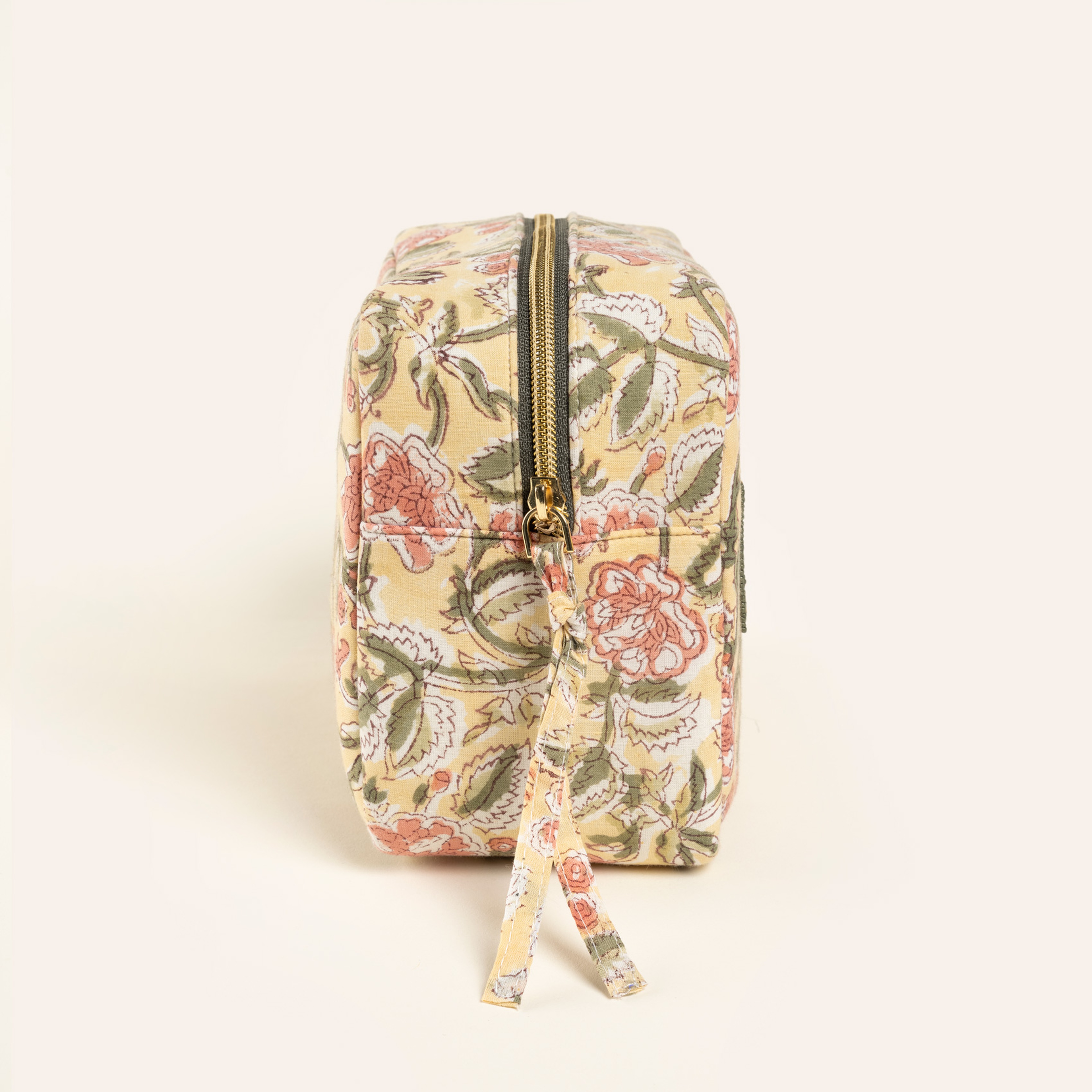 Delhı Nakışlı El Baskısı Büyük Boy Pamuk Pamuk Makyaj Çantası 23x14 Cm Renkli