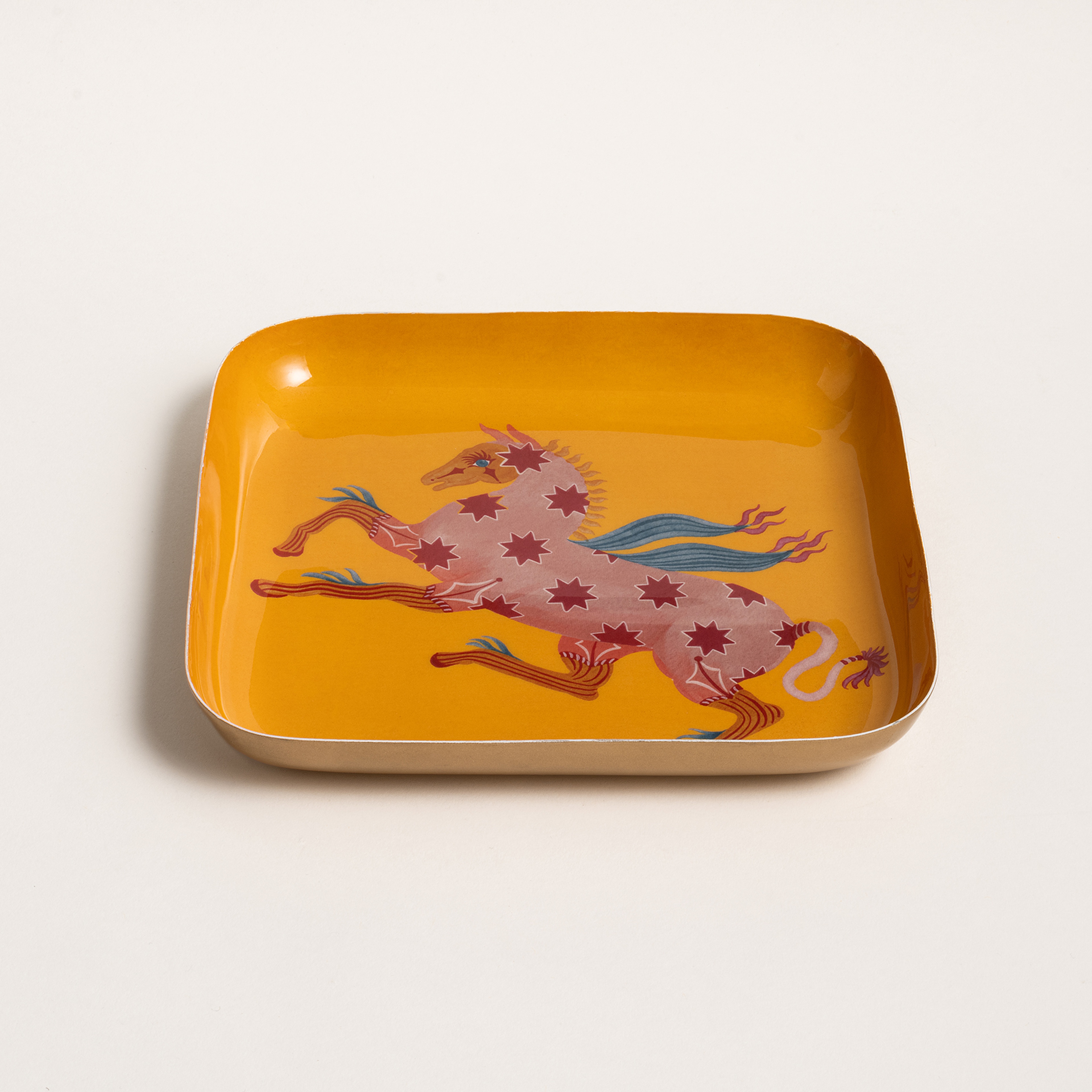 Nanpur Metal Dekoratif Tepsi 19x19x3 Cm Sarı