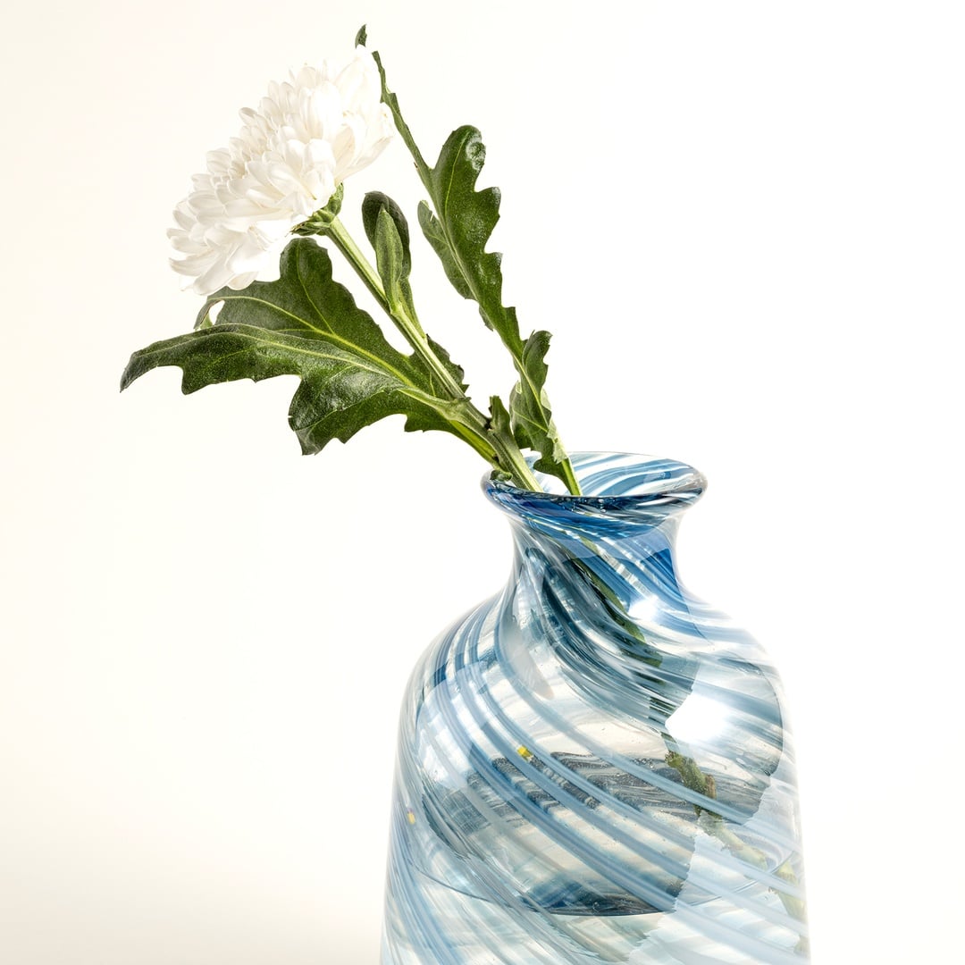 Macau Cam Vazo 17x17x26 Cm Mavi