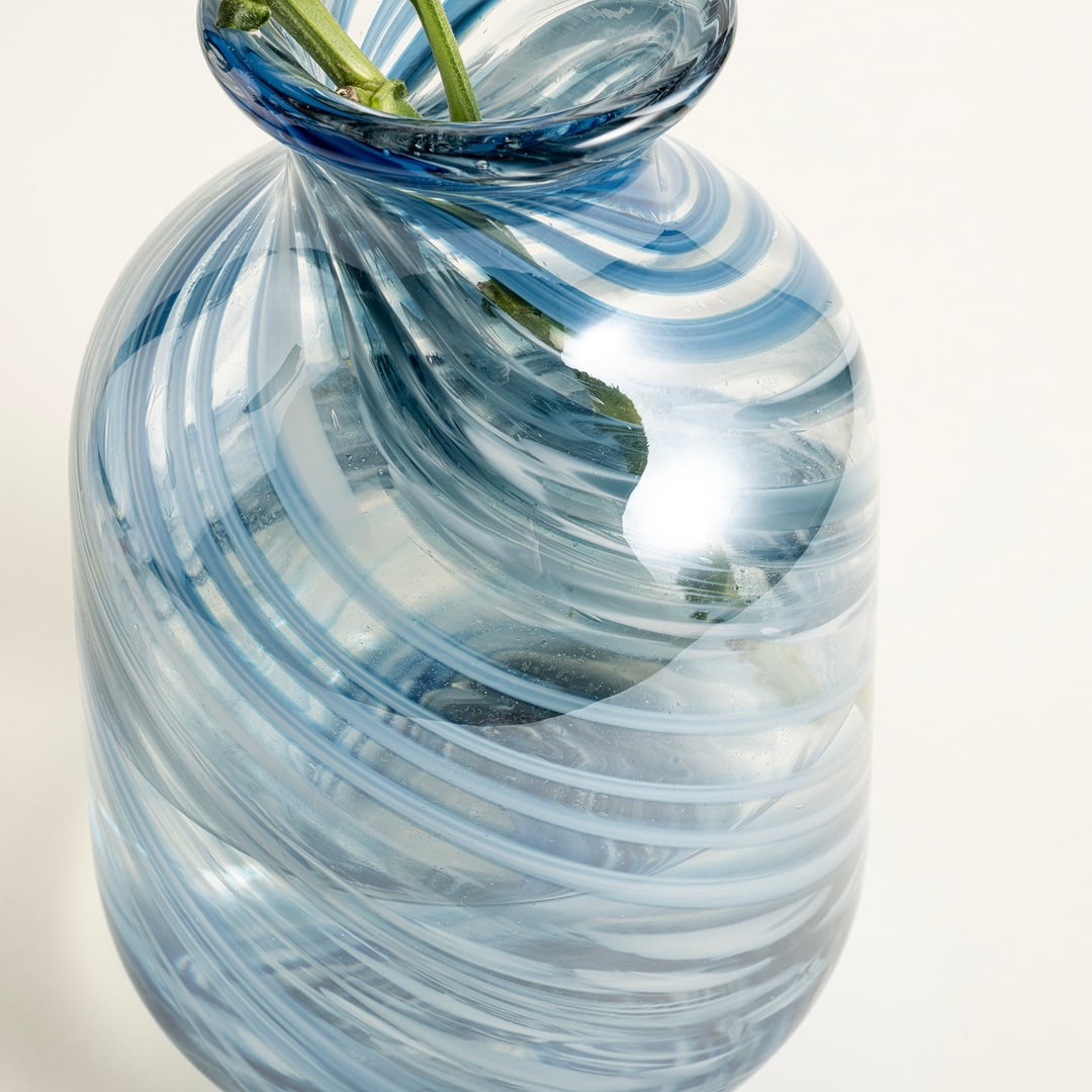 Macau Cam Vazo 17x17x26 Cm Mavi