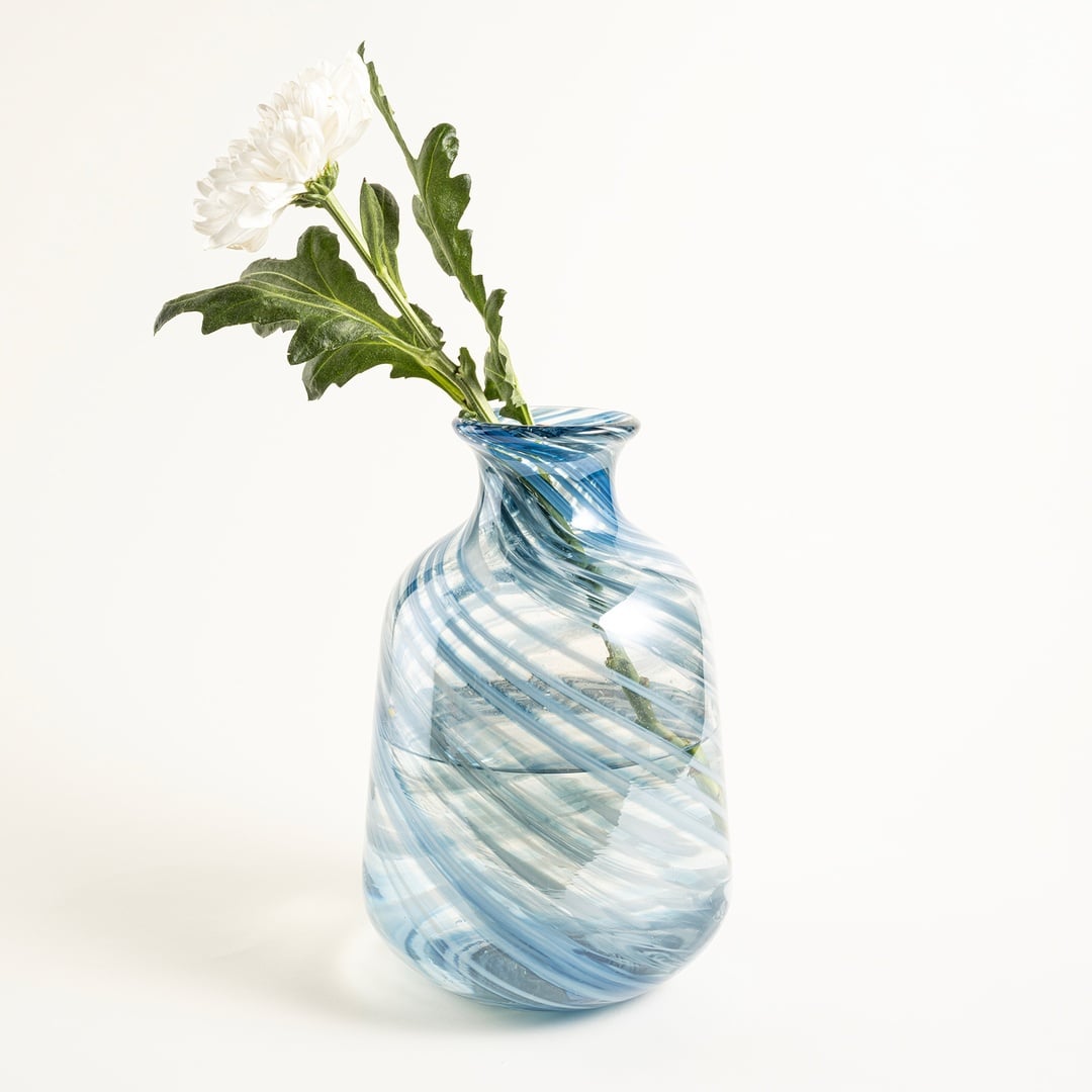 Macau Cam Vazo 17x17x26 Cm Mavi