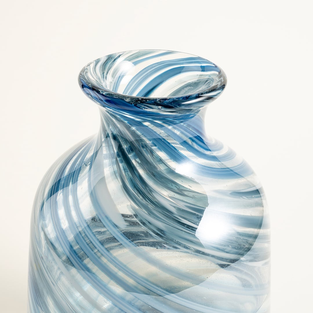 Macau Cam Vazo 17x17x26 Cm Mavi