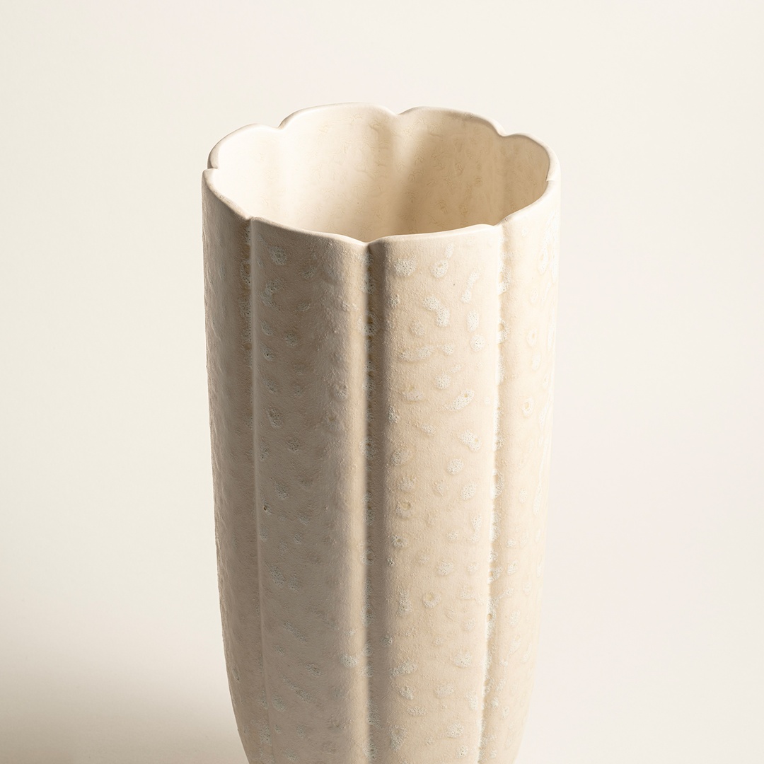 Lızbon Earthenware Vazo 16x16x34,5 Cm Krem