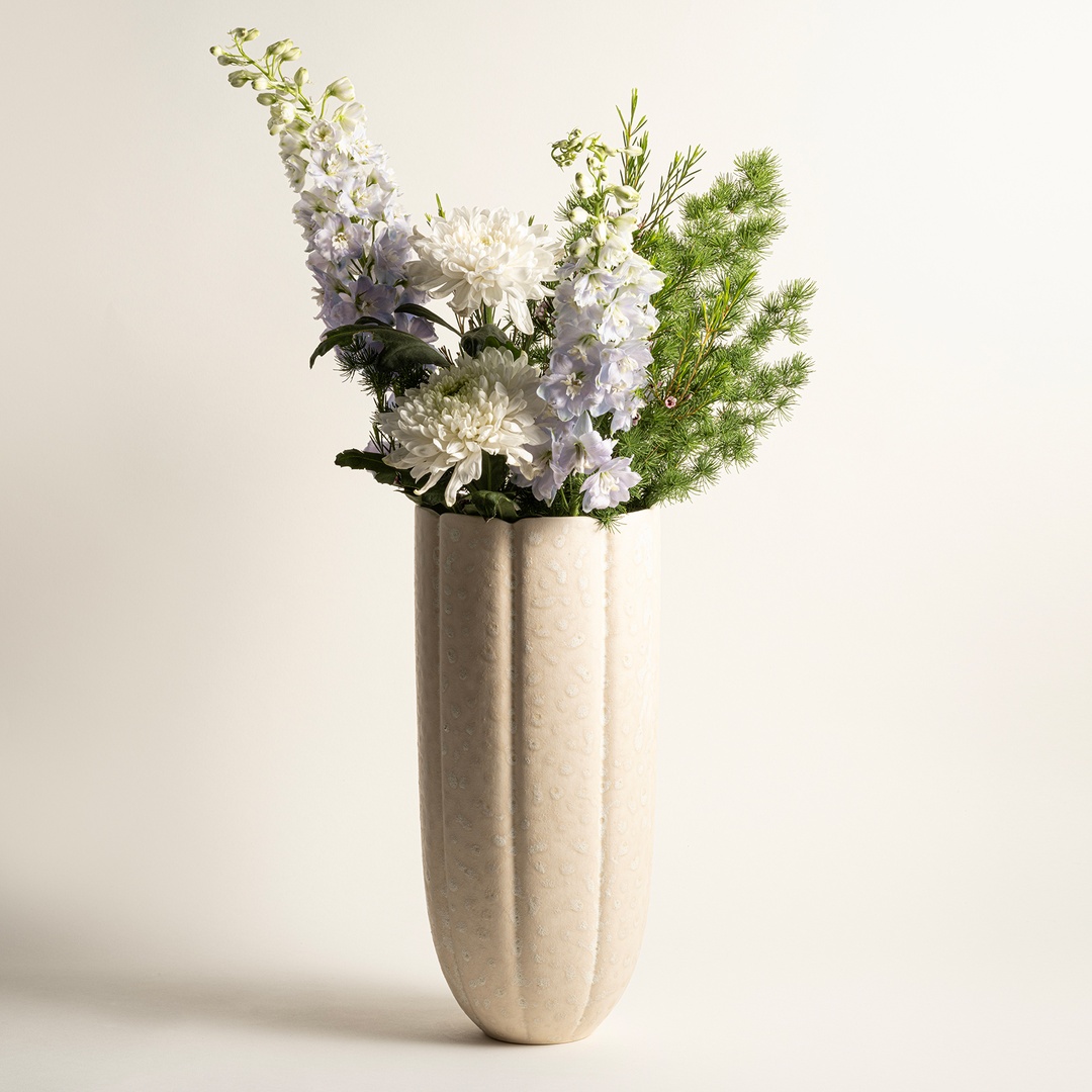 Lızbon Earthenware Vazo 16x16x34,5 Cm Krem