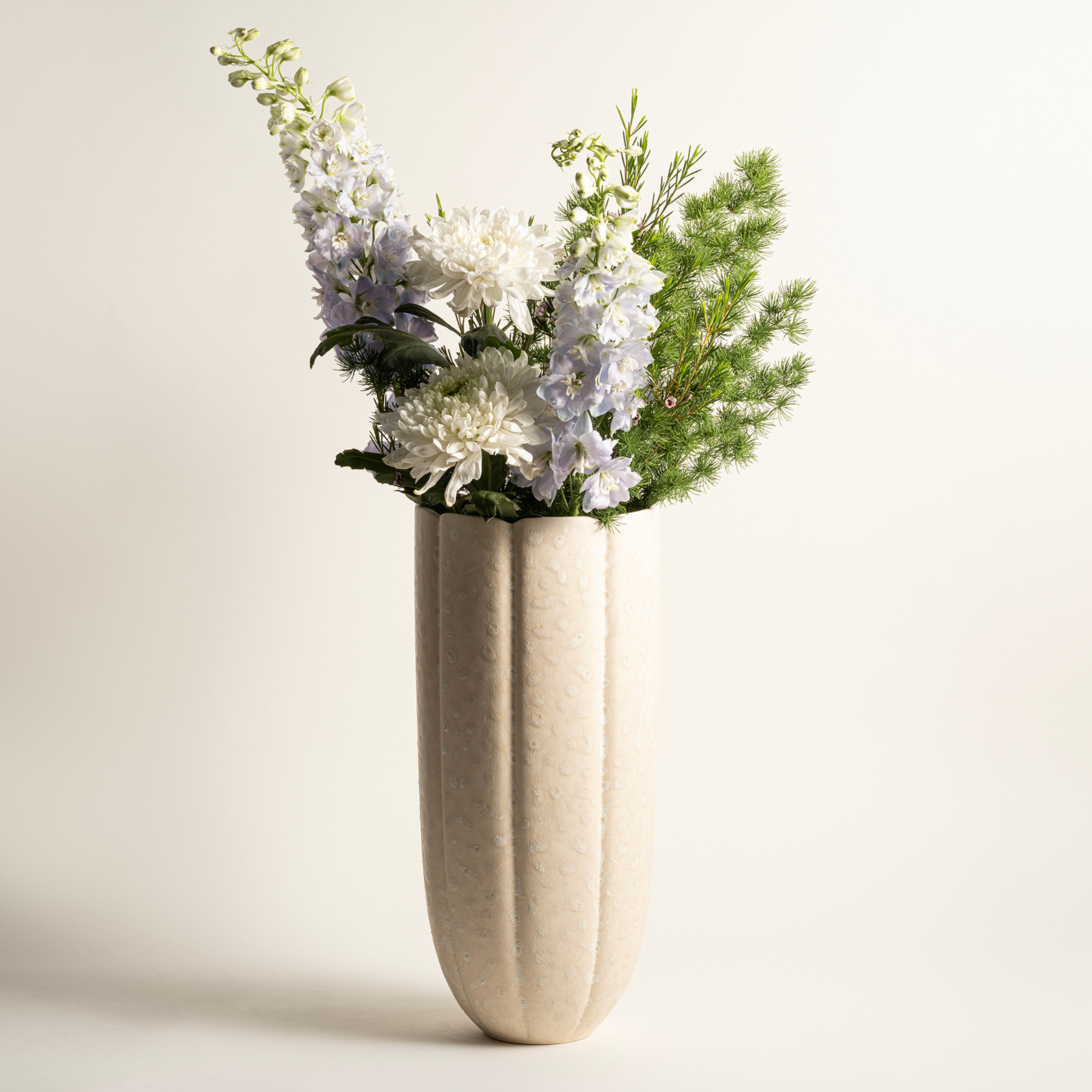 Lızbon Earthenware Vazo 16x16x34,5 Cm Krem