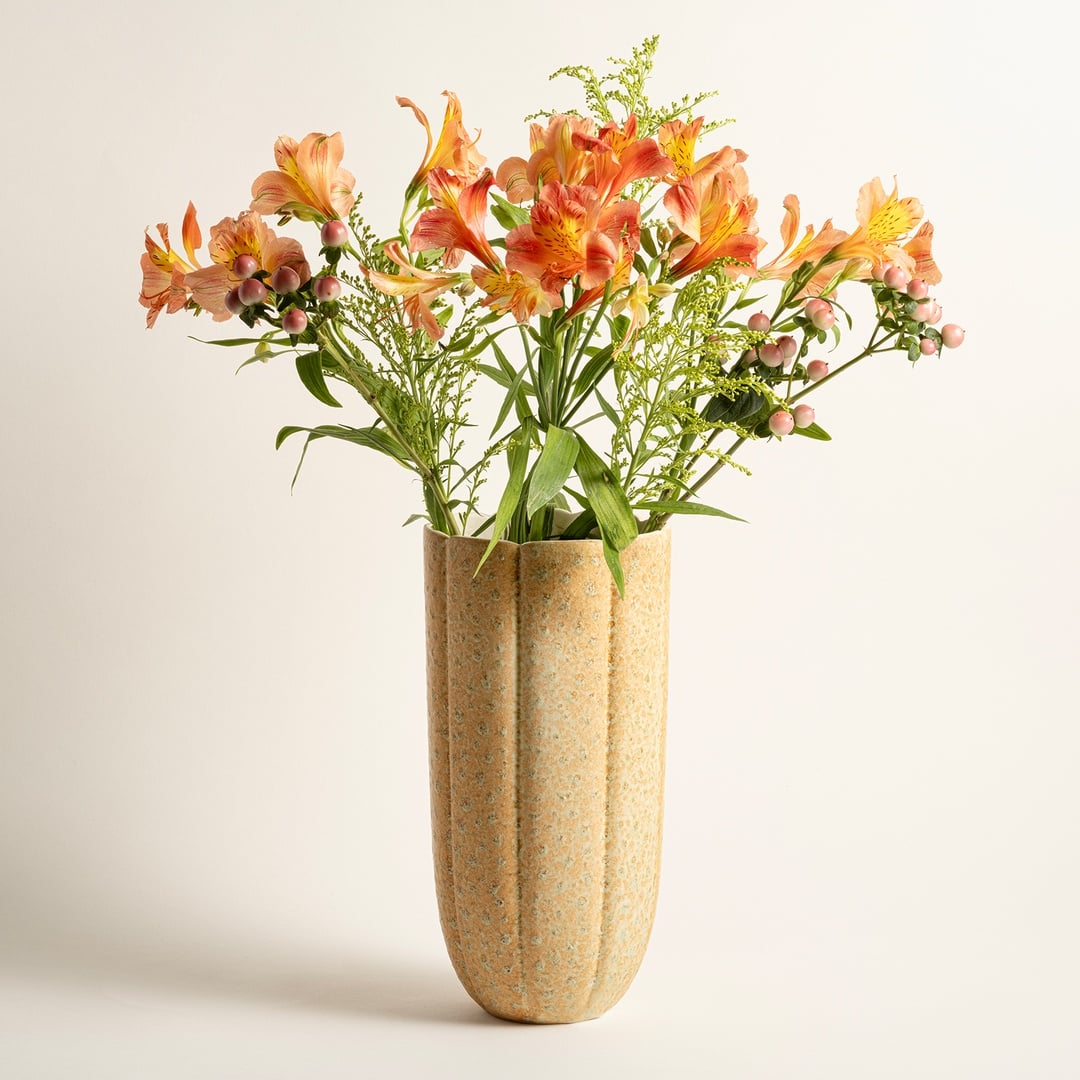 Lızbon Earthenware Vazo 13x13x26,5 Cm Sarı