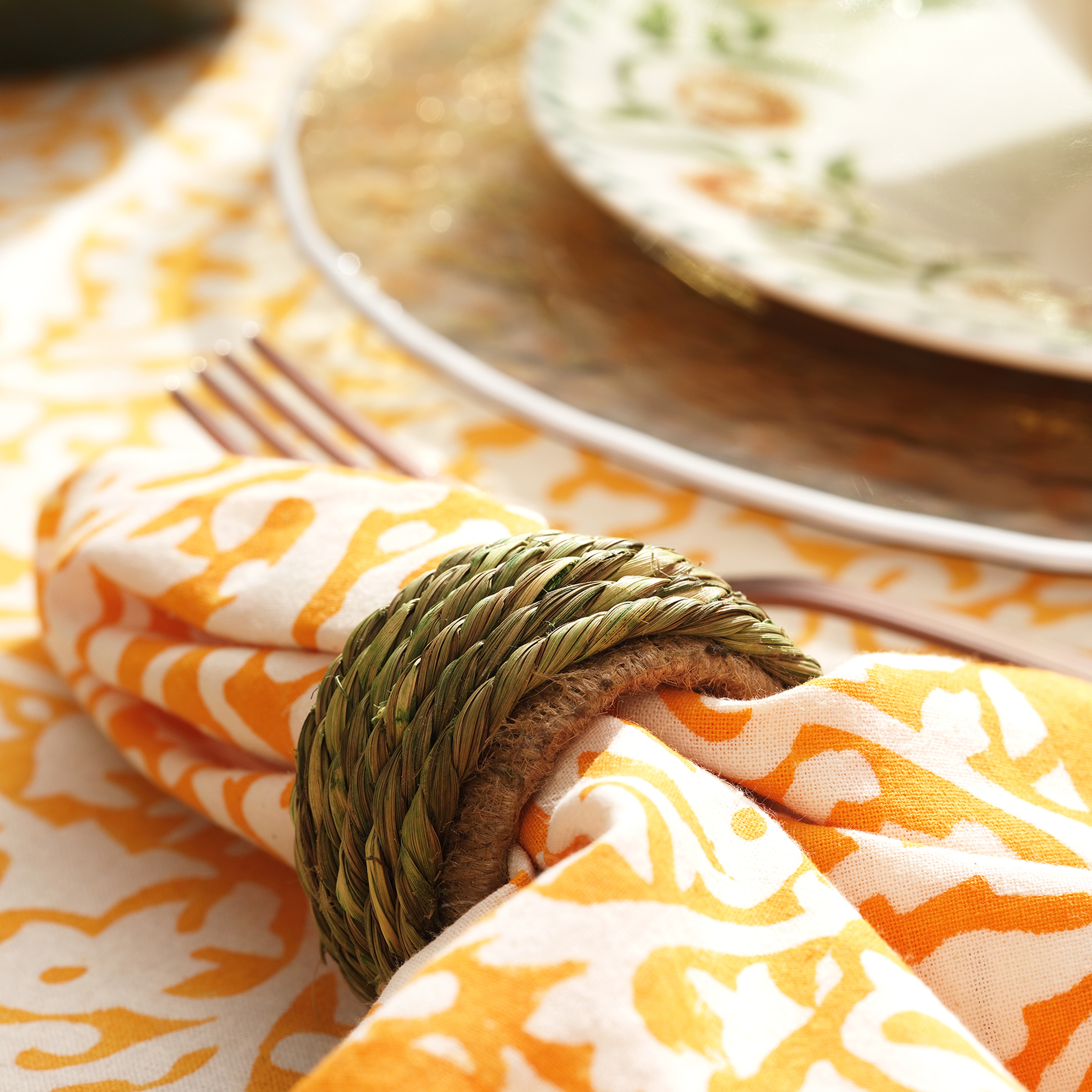 Khanpur Deniz Çayırı - Jüt Peçete Halkası 5 Cm Yeşil