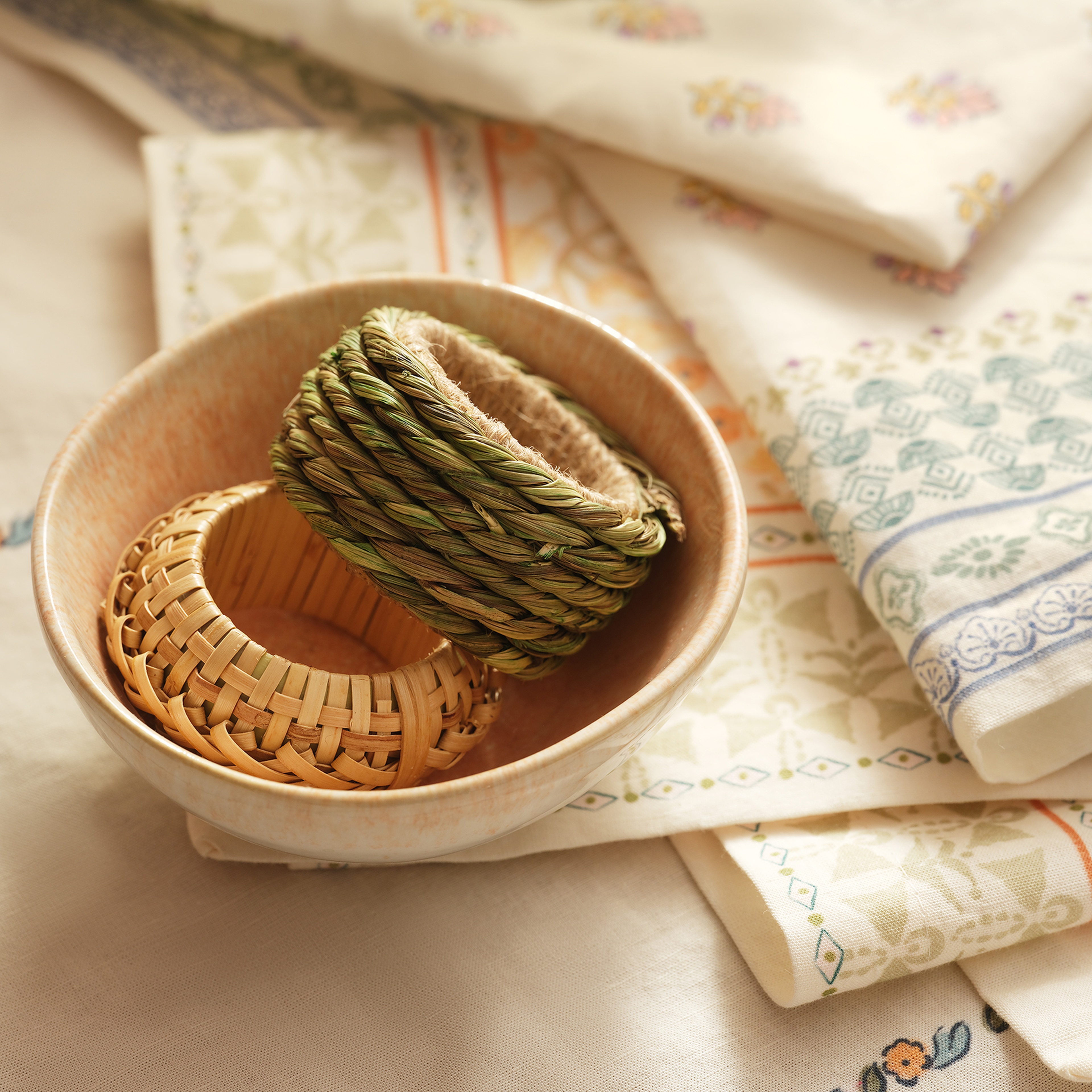 Khanpur Deniz Çayırı - Jüt Peçete Halkası 5 Cm Yeşil