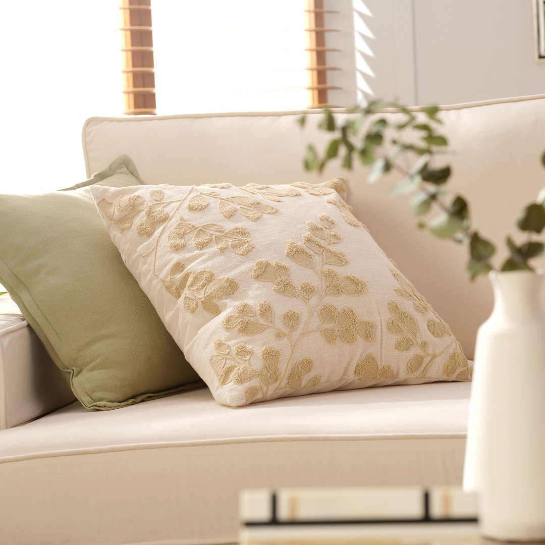 Uttar Şantuklu Nakışlı Pamuk %100 Pamuk Kırlent 50x50 Cm Natural