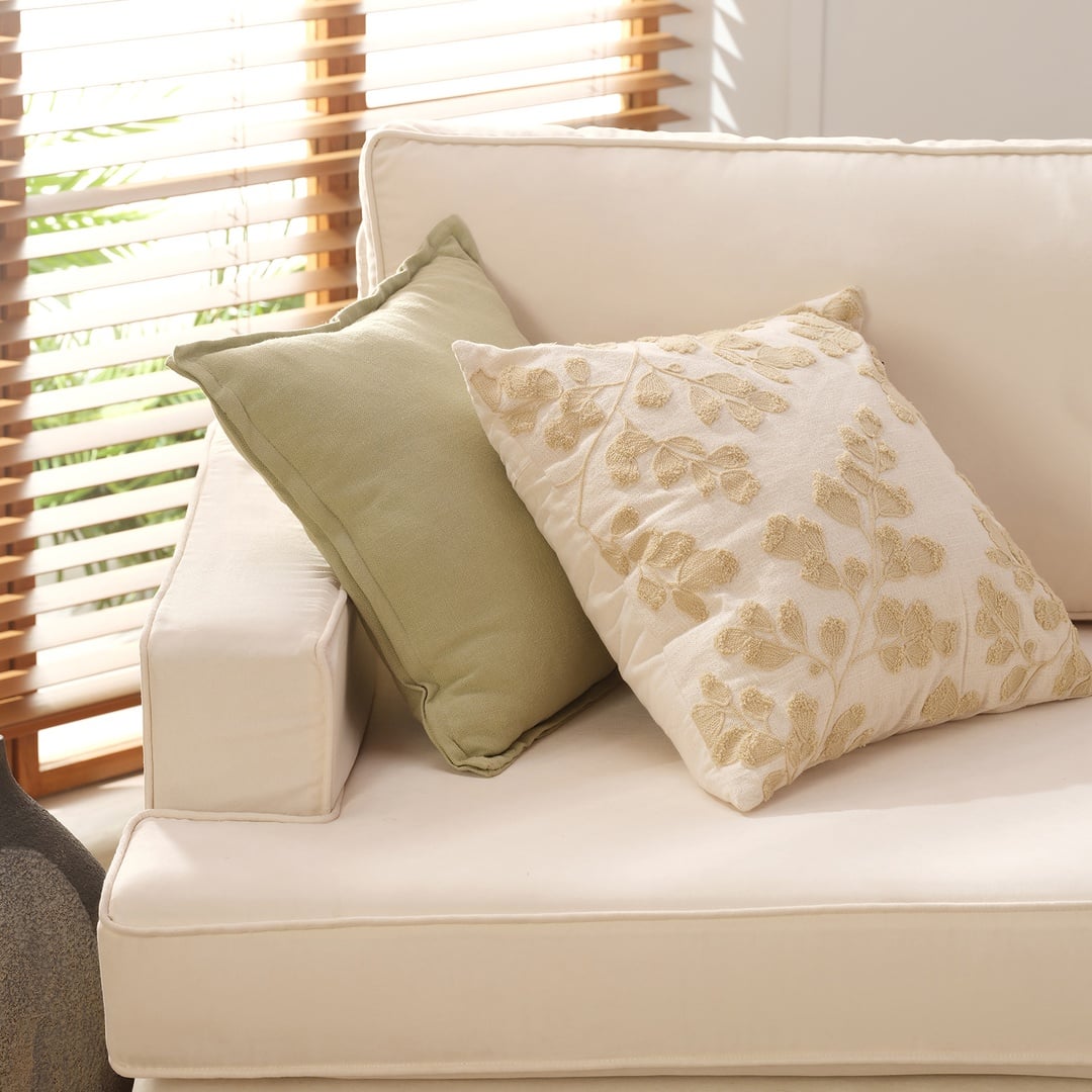 Nilüfer Şantuklu Viskon Pamuk Viskon Pamuk Dolgulu Kırlent 45x45 Cm Yeşil