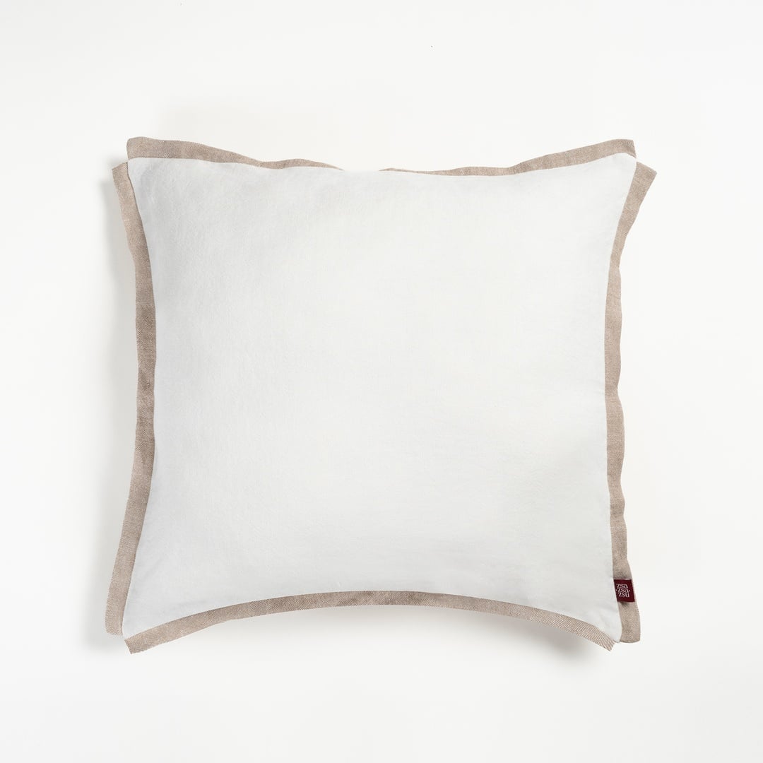 Nilüfer Çift Taraflı Keten %100 Keten Dolgulu Kırlent 50x50 Cm Ekru - Krem