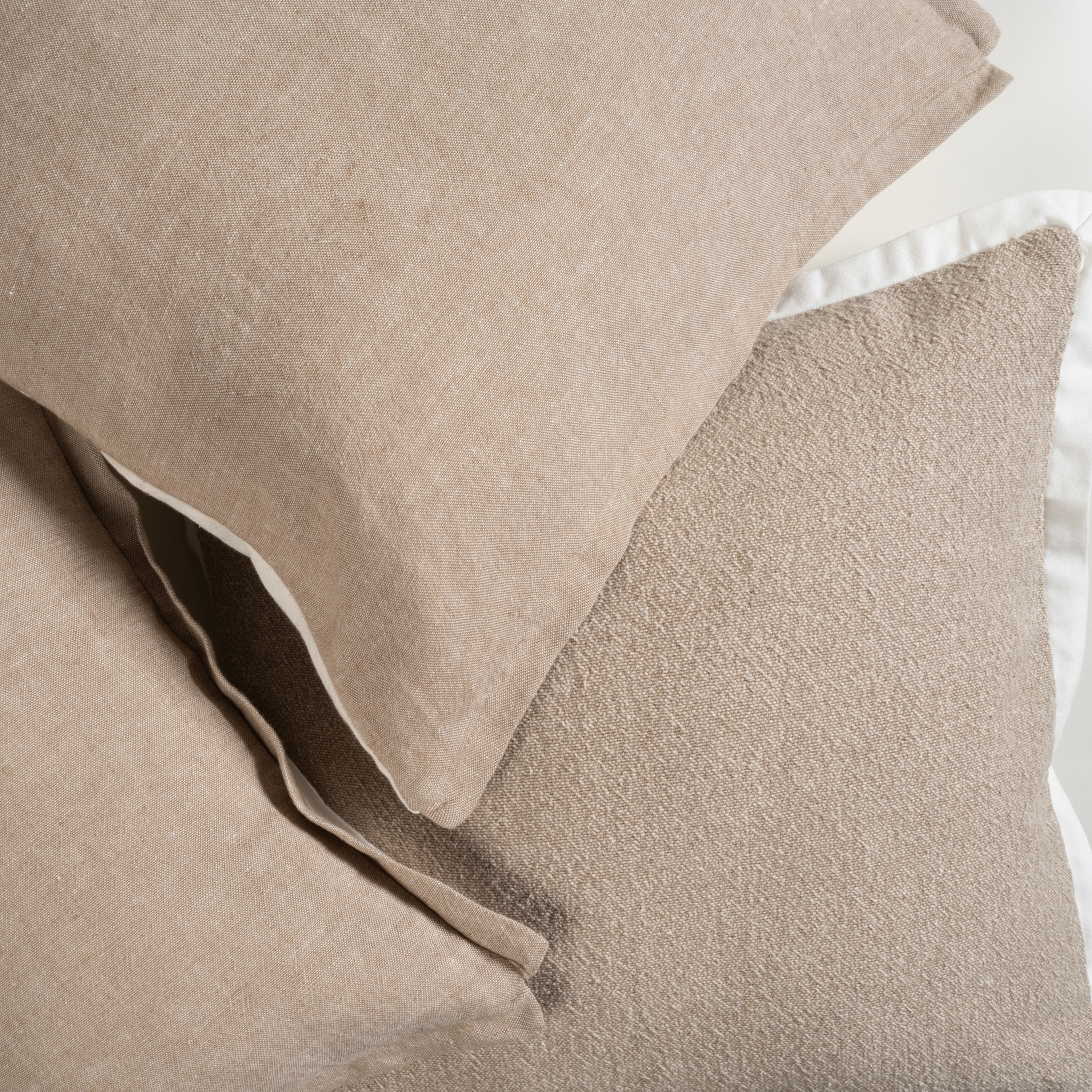 Nilüfer Çift Taraflı Keten %100 Keten Dolgulu Kırlent 50x50 Cm Ekru - Krem