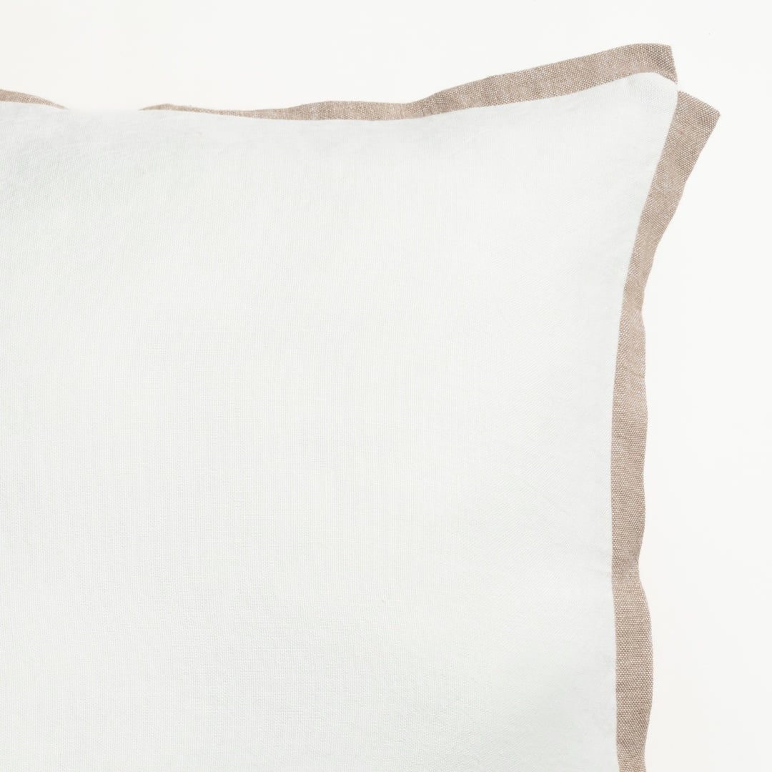 Nilüfer Çift Taraflı Keten %100 Keten Dolgulu Kırlent 50x50 Cm Ekru - Krem