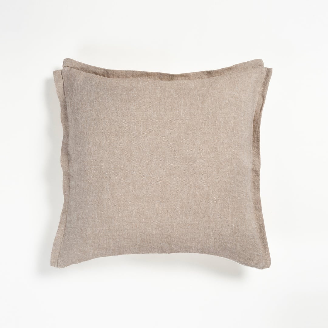 Nilüfer Çift Taraflı Keten %100 Keten Dolgulu Kırlent 50x50 Cm Ekru - Krem