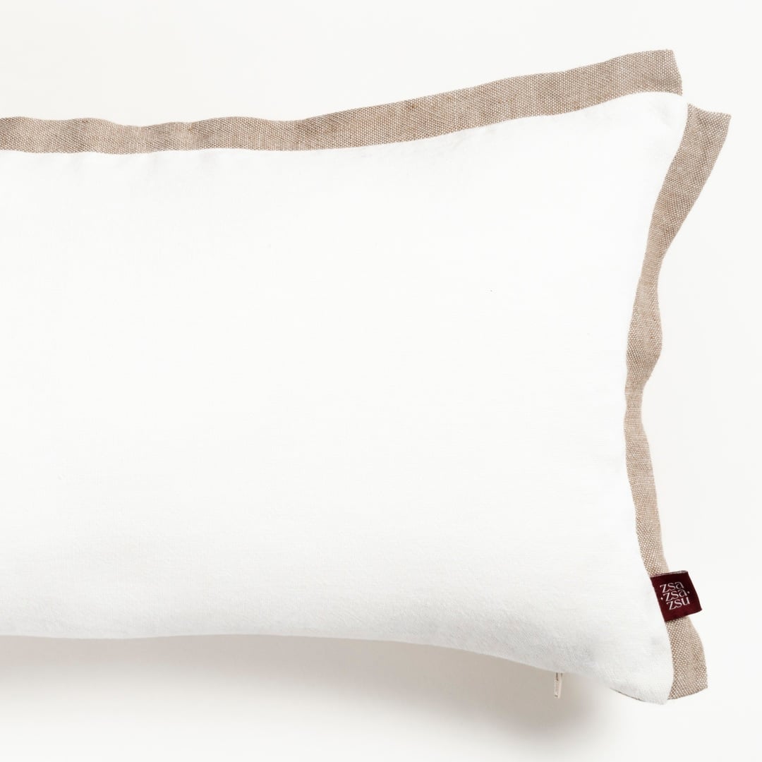 Nilüfer Çift Taraflı Keten %100 Keten Dolgulu Kırlent 30x50 Cm Ekru - Krem