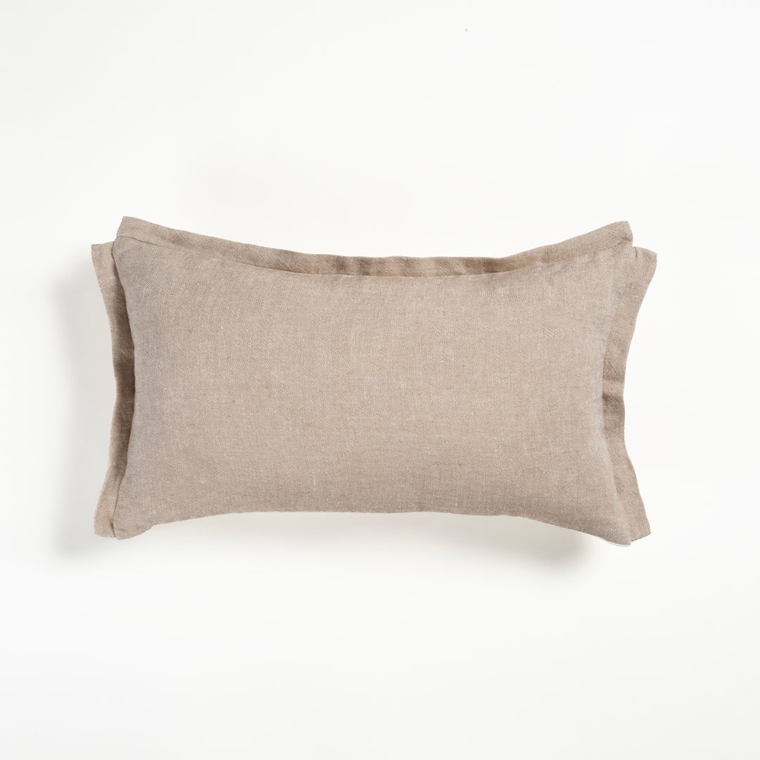 Nilüfer Çift Taraflı Keten %100 Keten Dolgulu Kırlent 30x50 Cm Ekru - Krem