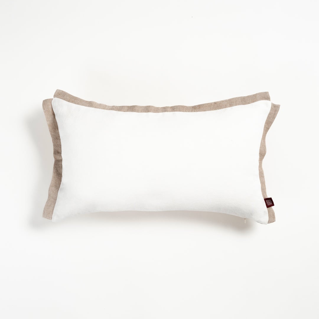 Nilüfer Çift Taraflı Keten %100 Keten Dolgulu Kırlent 30x50 Cm Ekru - Krem