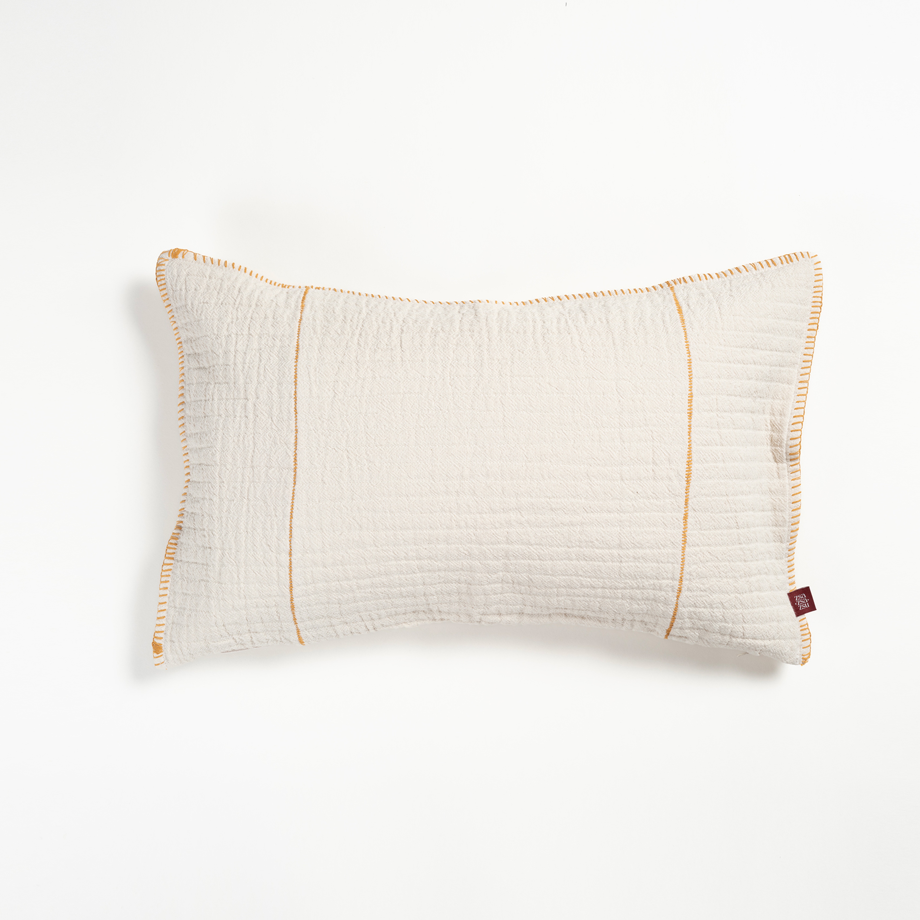 Nilüfer Çoban Dikişli Pamuk %100 Pamuk Dolgulu Kırlent 40x60 Cm Ekru - Sarı