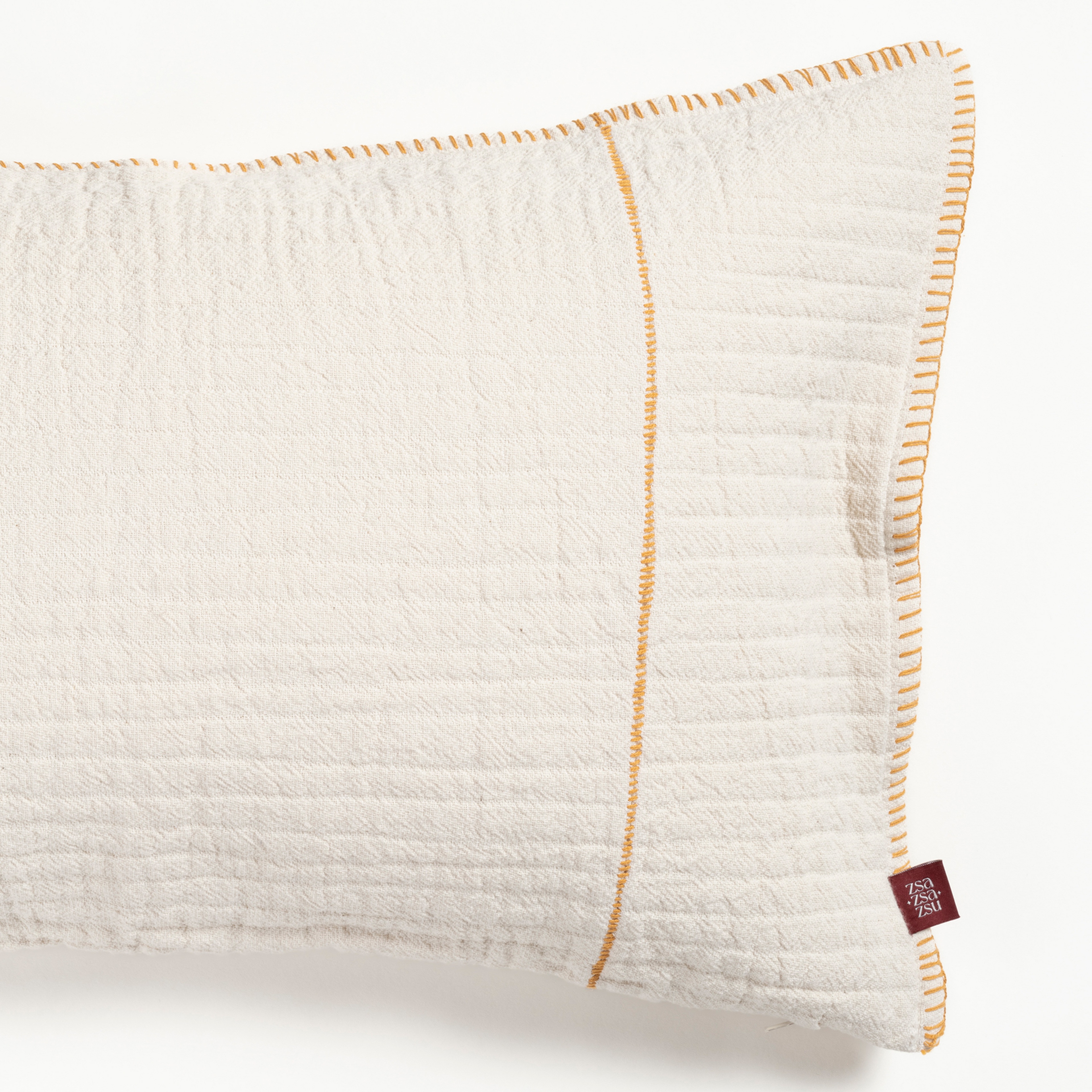 Nilüfer Çoban Dikişli Pamuk %100 Pamuk Dolgulu Kırlent 40x60 Cm Ekru - Sarı