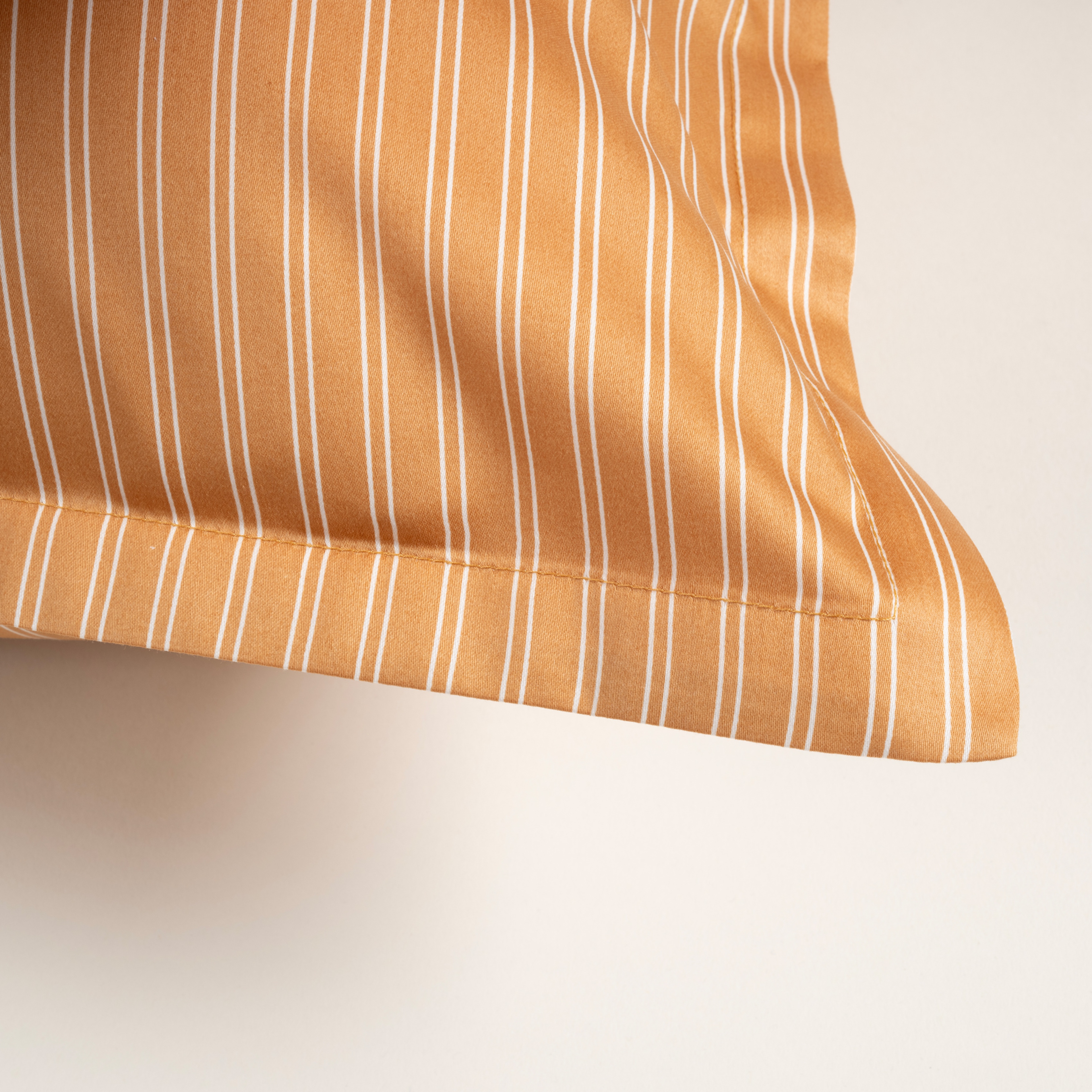 Solıd 300 Tc Çizgili 2'li Pamuk Saten %100 Pamuk Saten Yastık Kılıfı 50x70+2 Cm Tarçın