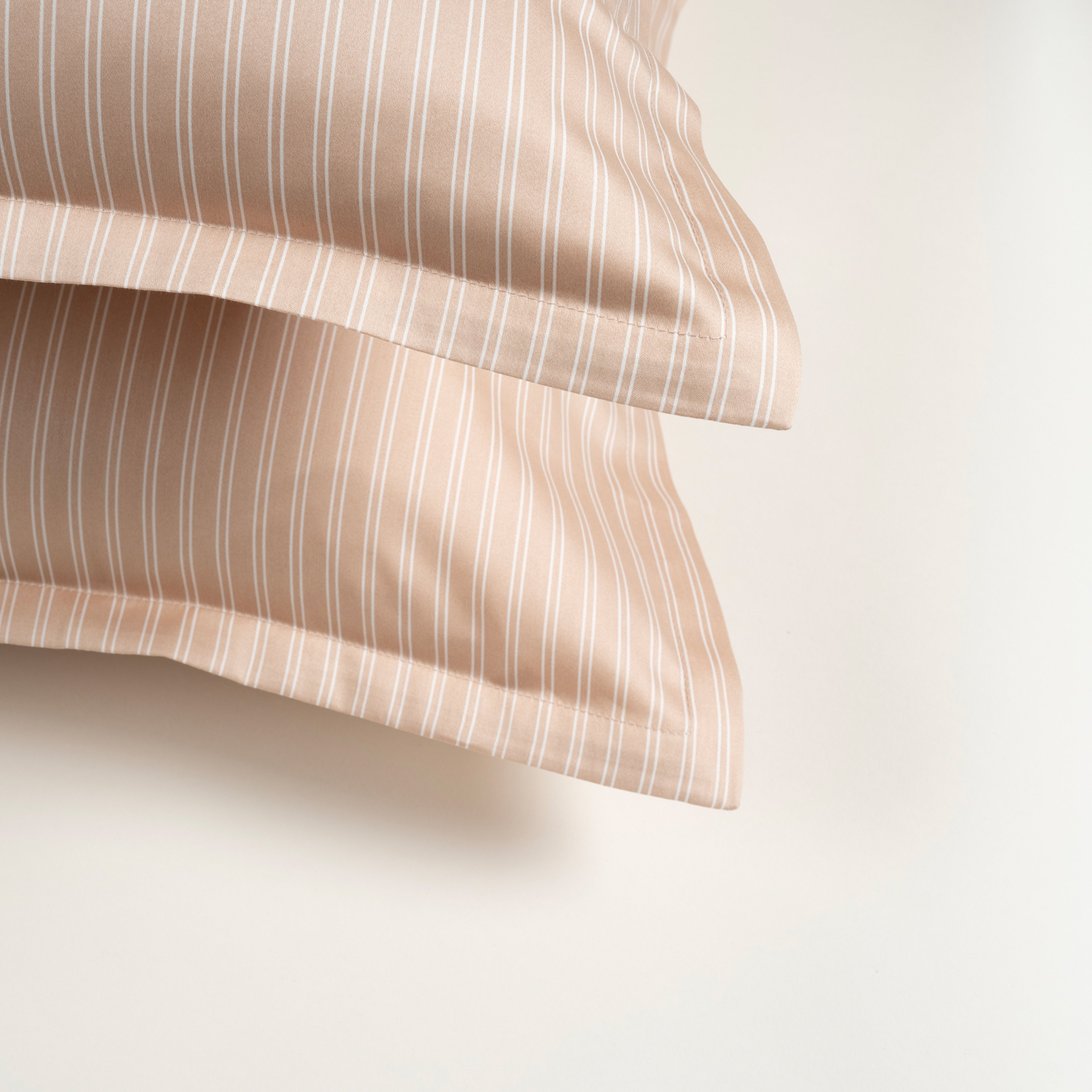 Solıd 300 Tc Çizgili 2'li Pamuk Saten %100 Pamuk Saten Yastık Kılıfı 50x70+2 Cm Kum Rengı