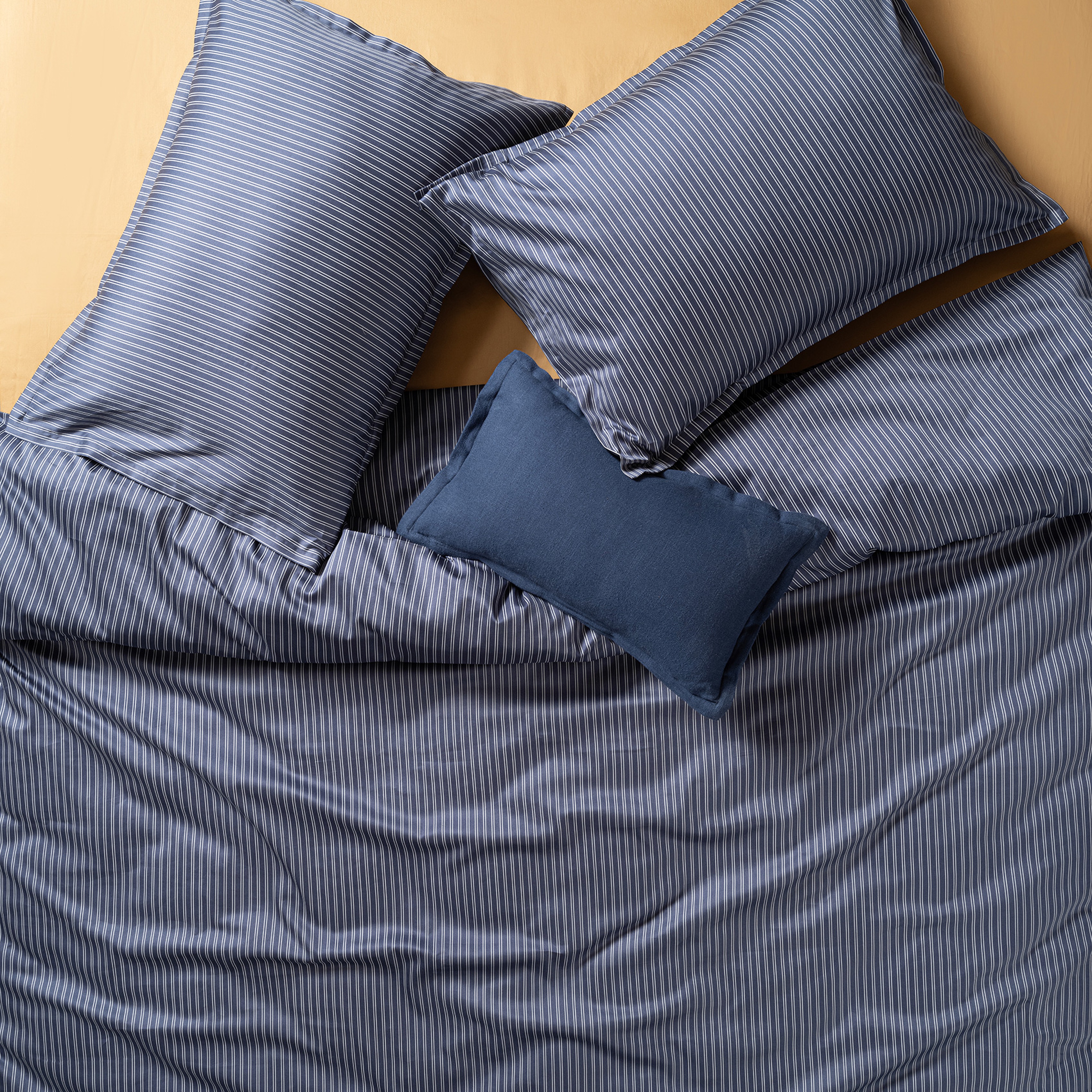 Solıd 300 Tc Çizgili 2'li Pamuk Saten %100 Pamuk Saten Yastık Kılıfı 50x70+2 Cm Lacivert